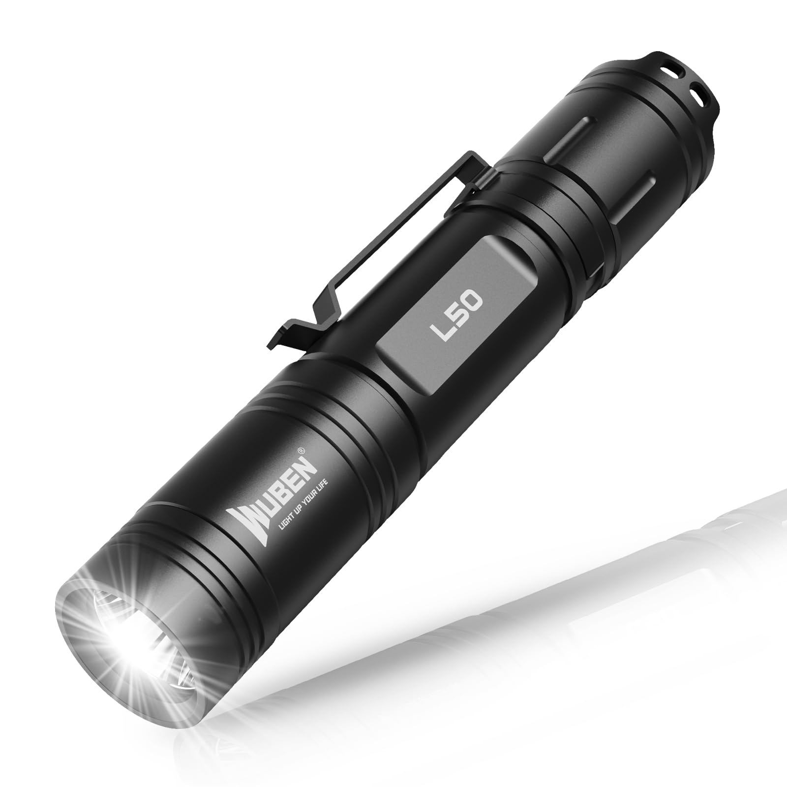 WUBEN L50 Rechargeable Flashlight, 1200 Lumens, IP68 Waterproof, Aluminum, Black
