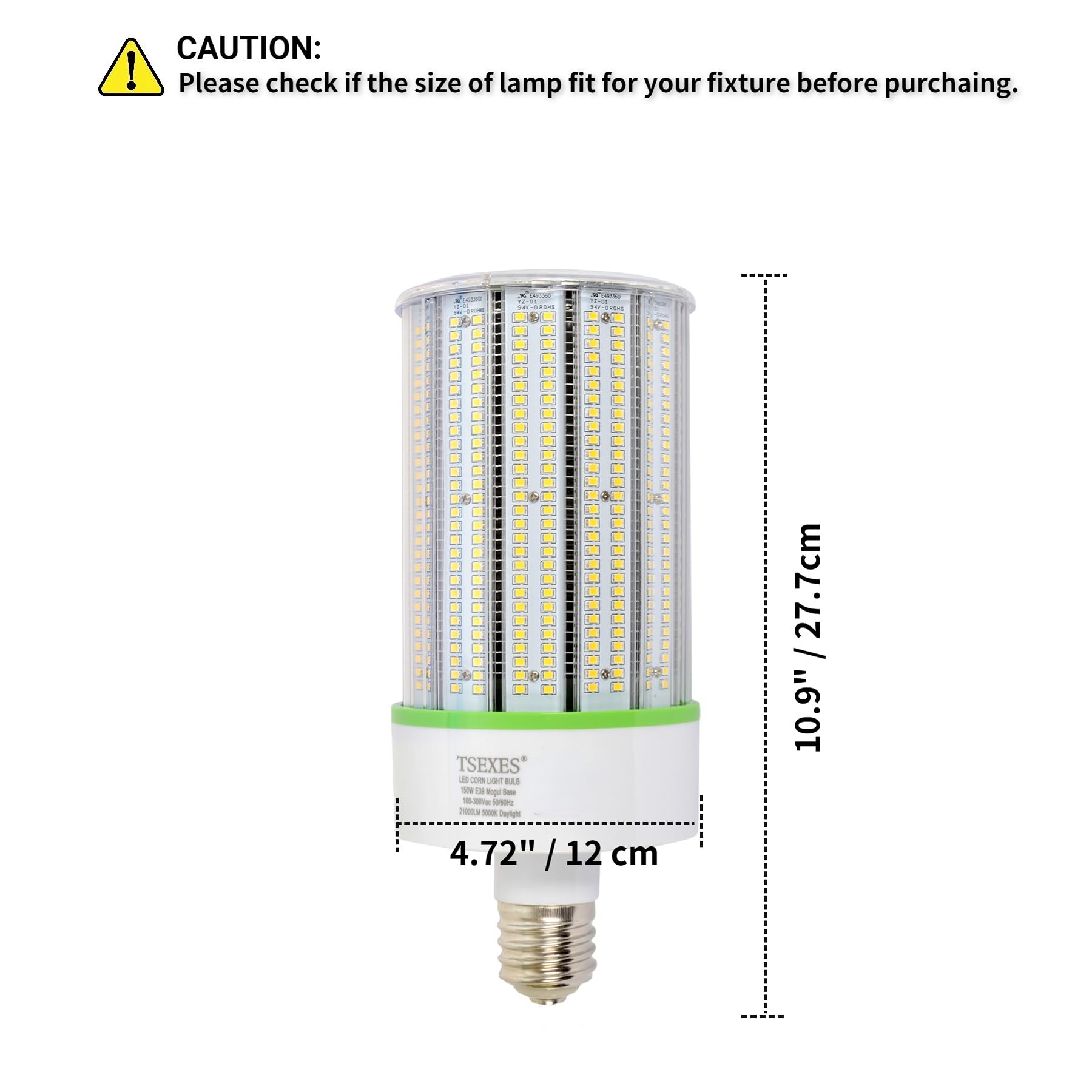 Tsexes 150W Led Corn Light Bulb,E39 Mogul Base Led Bulb 21000Lumen,5000K Replacement (600-800W) Metal Halide/Hid/Cfl For High Ba