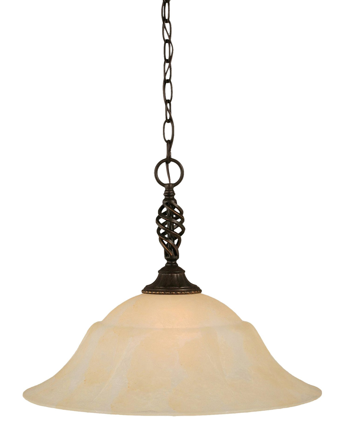 Toltec Lighting 82-DG-53813 Elegante Pendant with 20&quot; Amber Marble Glass, Dark Granite Finish