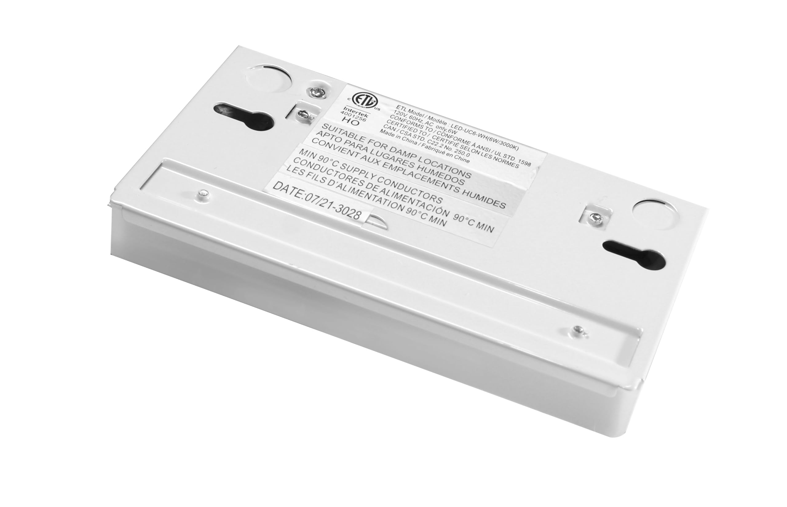 HOMEnhancements 6-Inch Dimmable Under Cabinet LED Light, Hardwired, Color Selectable - Soft White/Bright White/Daylight White, White Finish