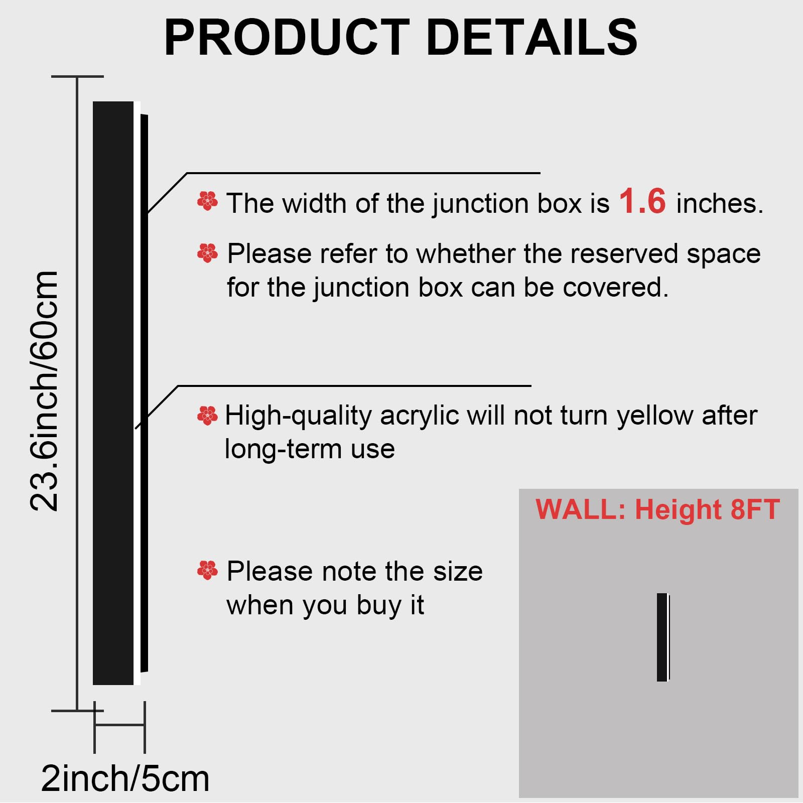 Gremlbuk 2 Pack 24In Long Outdoor Modern Wall Light,3000K-6000K /3Cct Dimmable Black Led Exterior Light Fixtures Wall Mount, Long Led Linear Wall Lamp Outside Lighting For Garage, Front Door