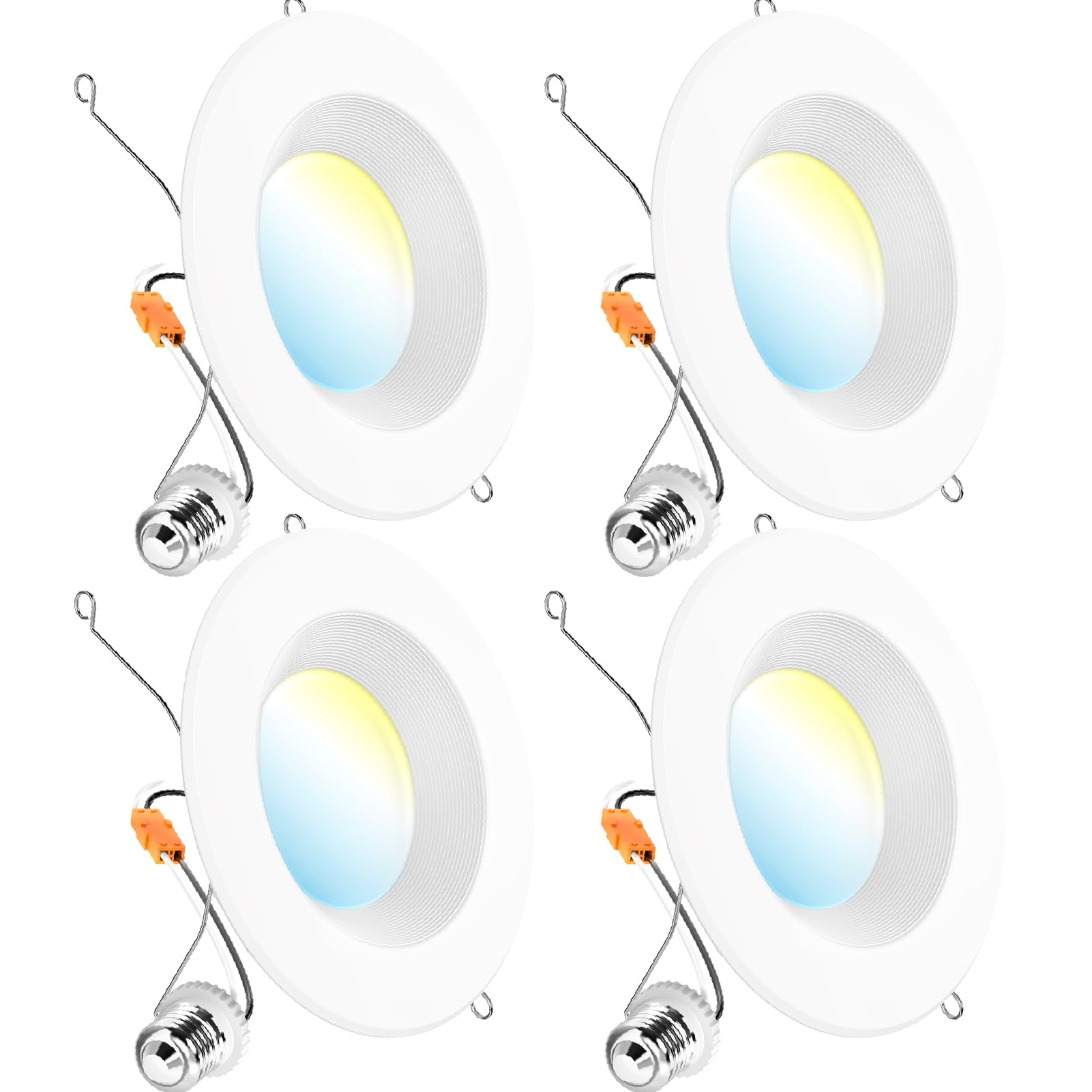 Sunco 5CCT Retrofit LED Recessed Lighting 6 Inch, 2700K/3000K/3500K/4000K/5000K Selectable, Dimmable Can Lights, Baffle Trim, 13