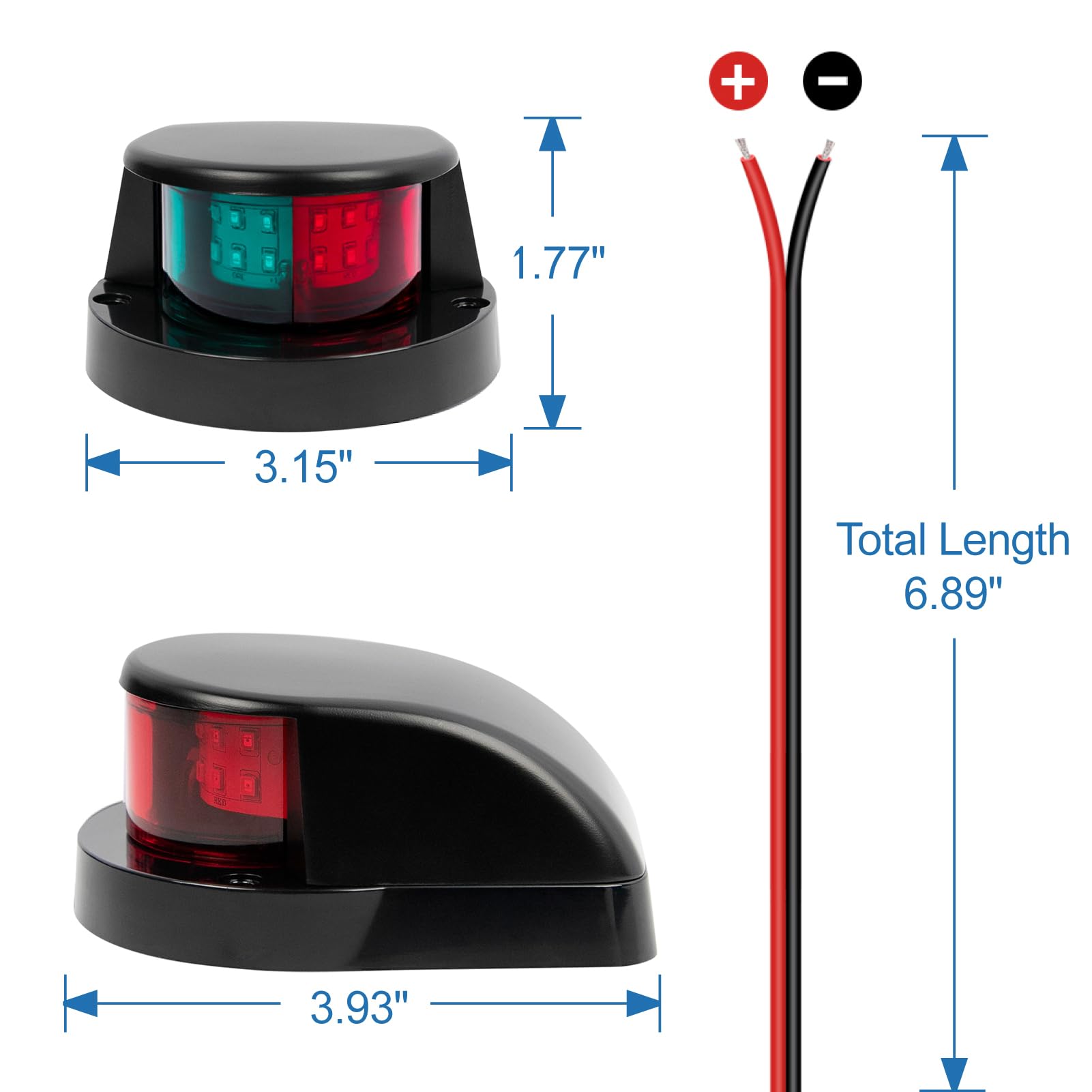 Obcursco Boat Navigation Lights, Red And Green Marine Led Bow Lights, Ip67 Waterproof, Rust-Resistant, Ideal For Pontoon, Skiff,