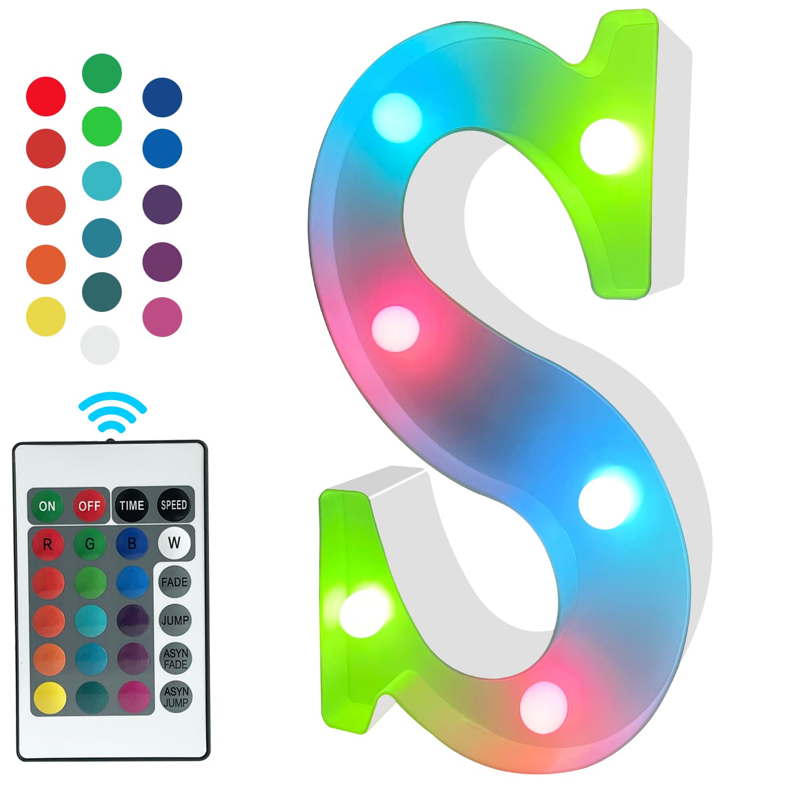 Glintee LED Letter Lights, Battery Powered Marquee Light Up Letter Signs Remote Control Color Changing for Wall, Bedroom, Teen G