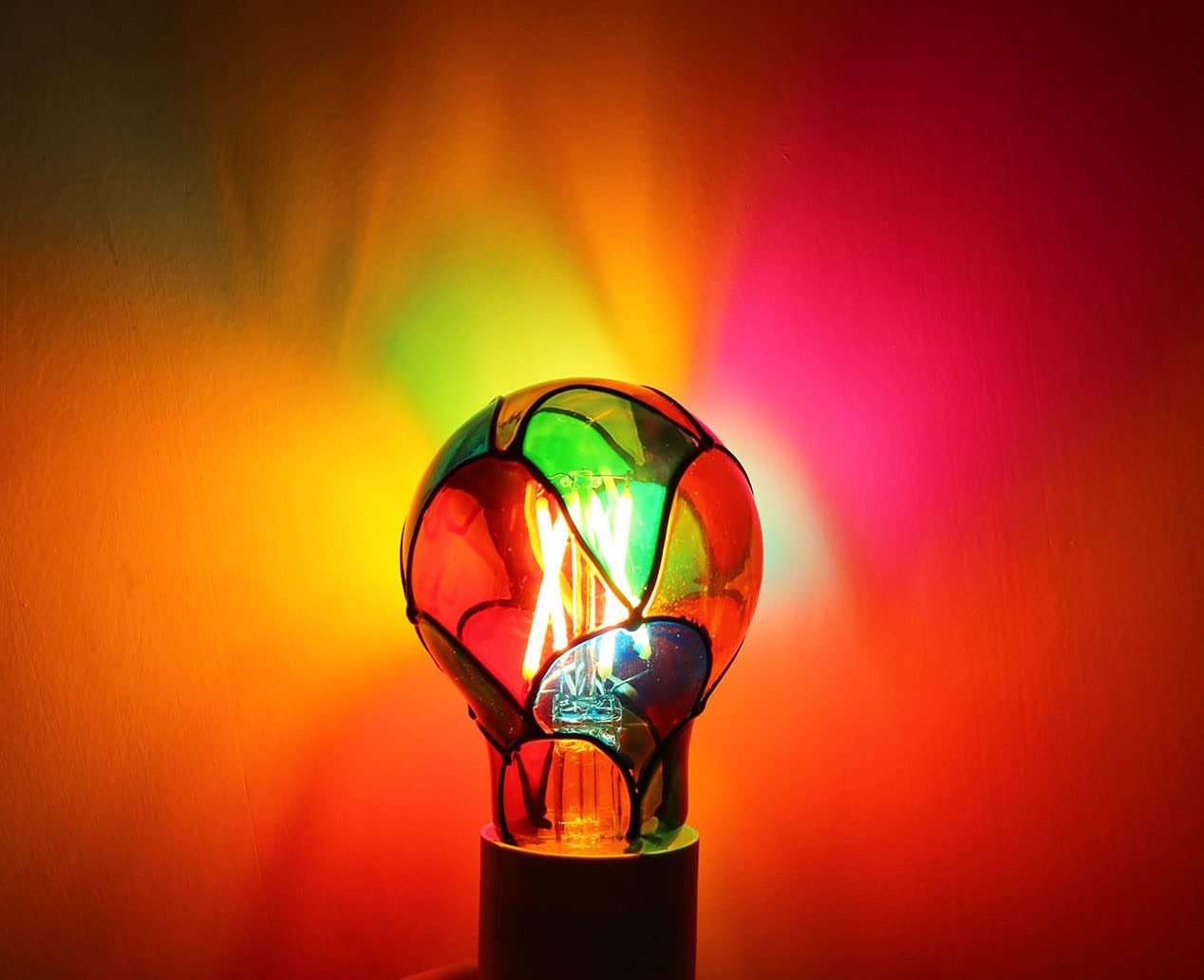 Greeogin Dimmable Stained Glass Led Light Bulb Led Color Bulb,E26 Base 4 Watts A19/A60 Led Light Bulbs,For Party Light,Festive A