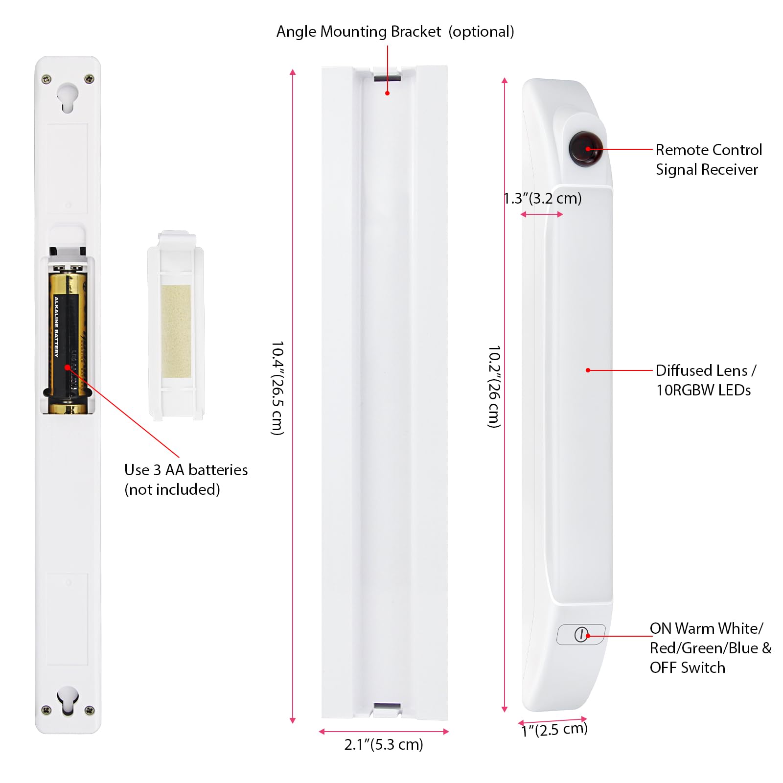 Luxsway Led Under Cabinet Light With Remote, Battery Operated Colors Changing Lighting With Timer, Dimmable Light Bar, Led Rgb C