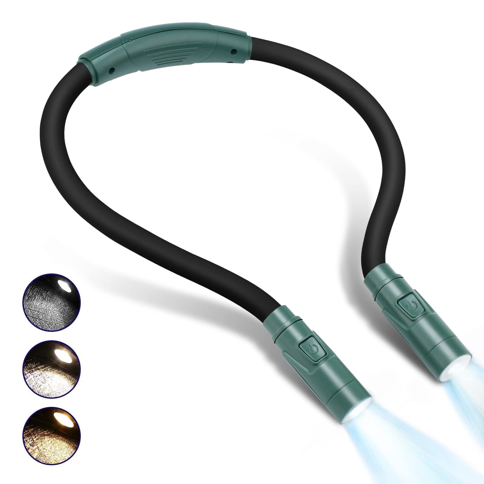 Led Neck Reading Light Book Lights for Reading in Bed 360? Flexible Arms 3 Color Modes Multiple Brightness Rechargeable Long Las