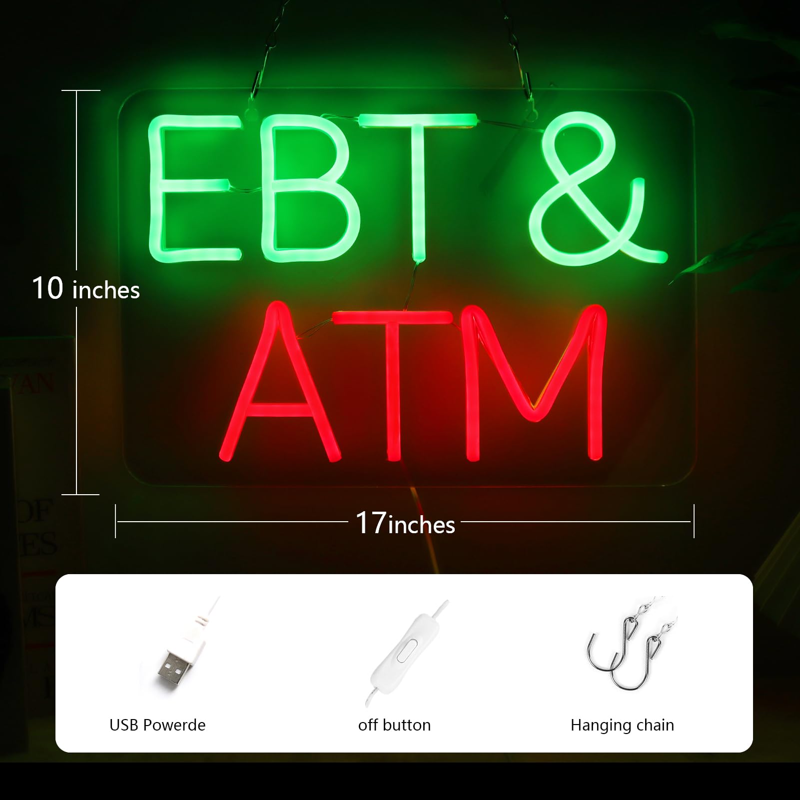 Jfllamp Ebt&Atm Neon Sign - Led Wall Decor For Business, Office, Bar - 17.3"X10.2
