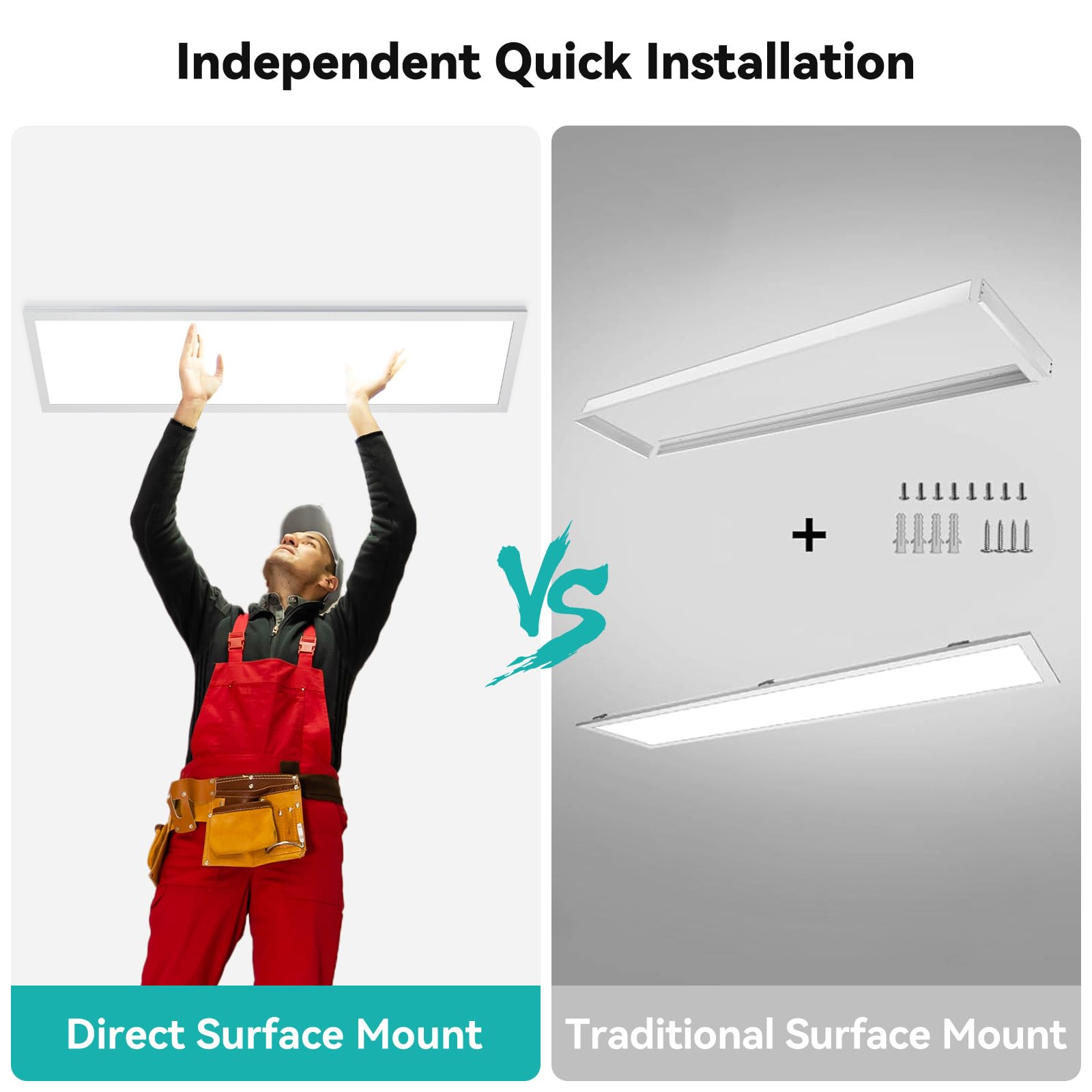 4Pack 1X4 Led Flat Panel Light Surface Mount, 3000/4000/5000K Selectable & Triac Dimmable,5500Lm 50W Led Flat Panel Light, Input