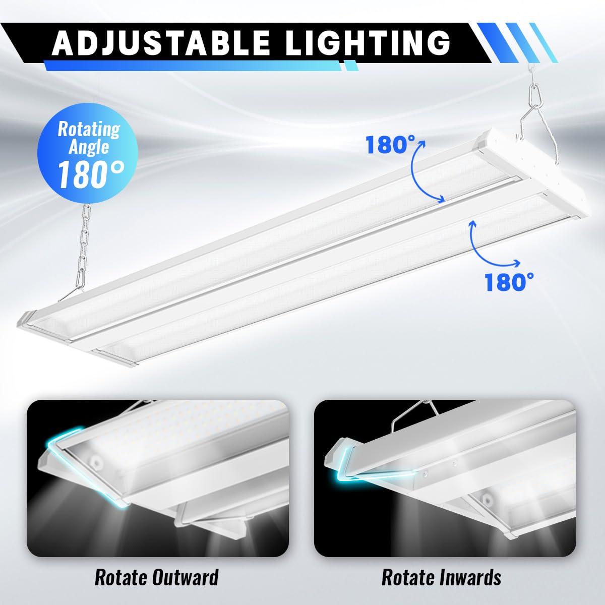 Allsmartlife Led High Bay Light 4-Pack, 5000K Daylight, 300W, Etl, Aluminum, Adjustable Tilt, White