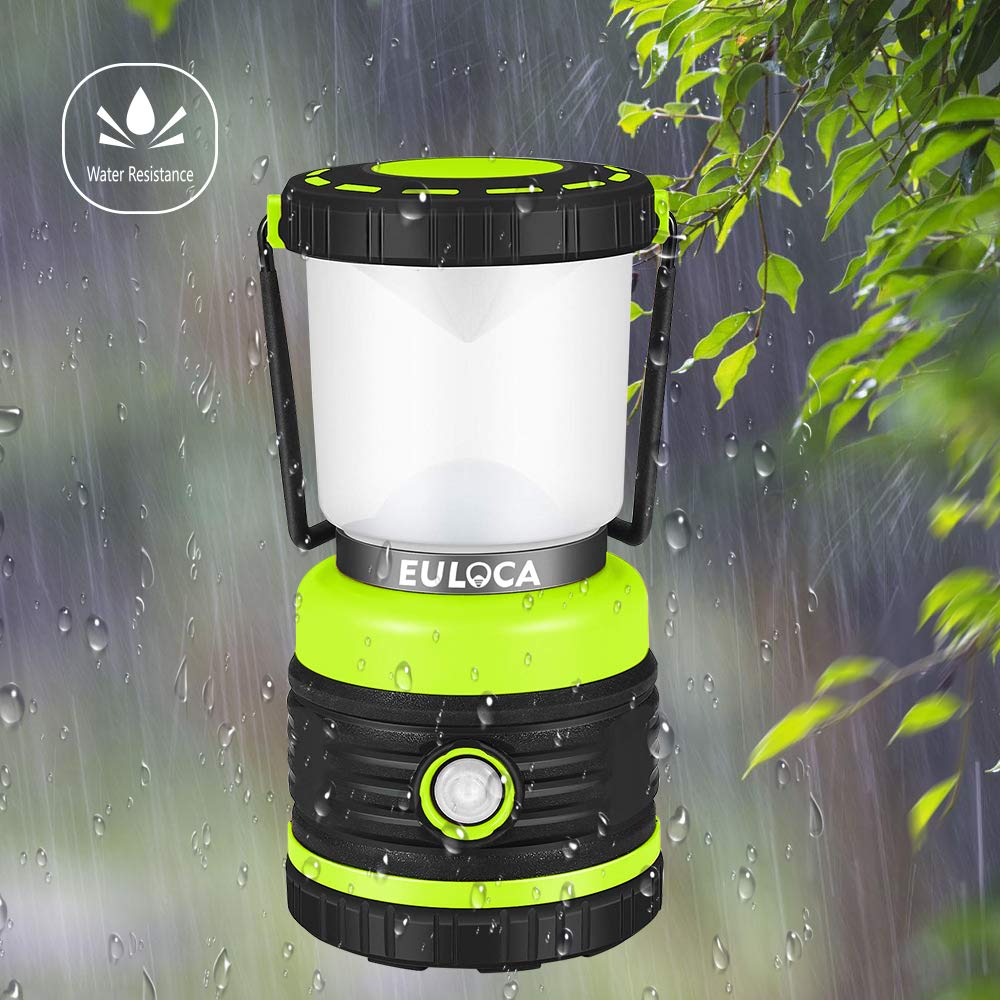 EULOCA Battery Powered LED Camping Lantern - Super Bright, Dimmable, Waterproof, Portable Flashlight for Emergency and Power Outages