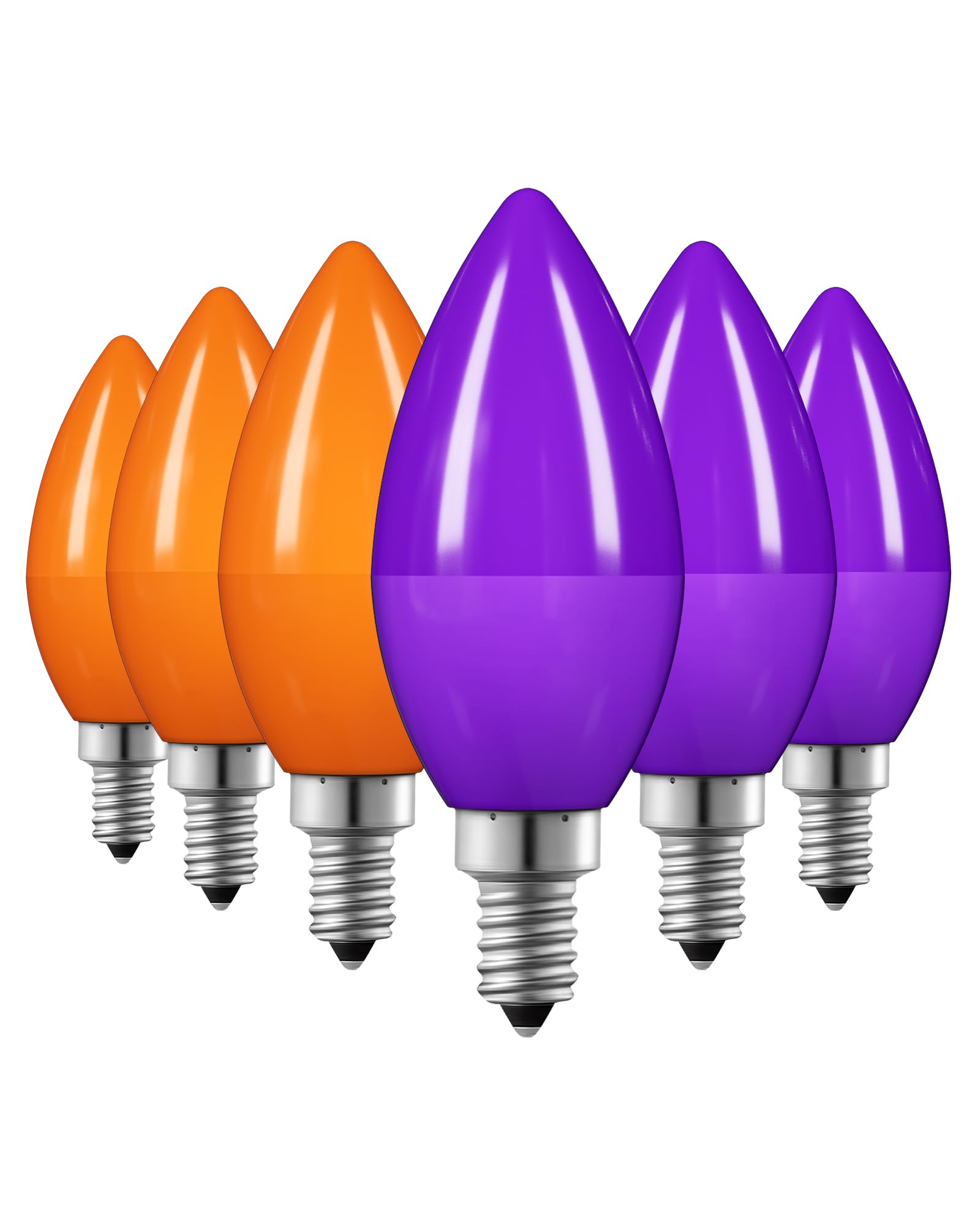 EDISHINE Halloween C35 Purple & Orange Dimmable LED Light Bulb, E12 Candelabra Bulbs, 60 Watt Equivalent, LED Chandelier Bulb, V