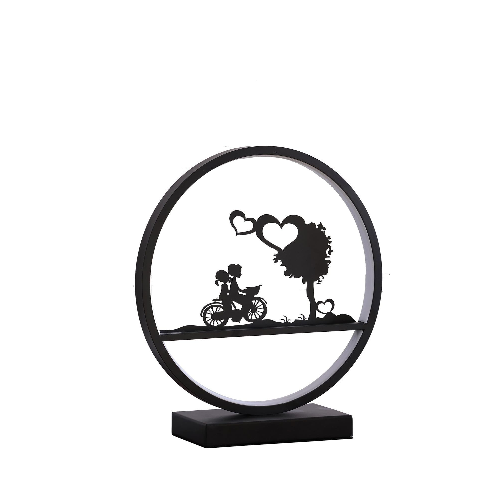 ORE International LED Accent Table Lamp - 13-Inch Girl and Boy on Bicycle - Matte Black