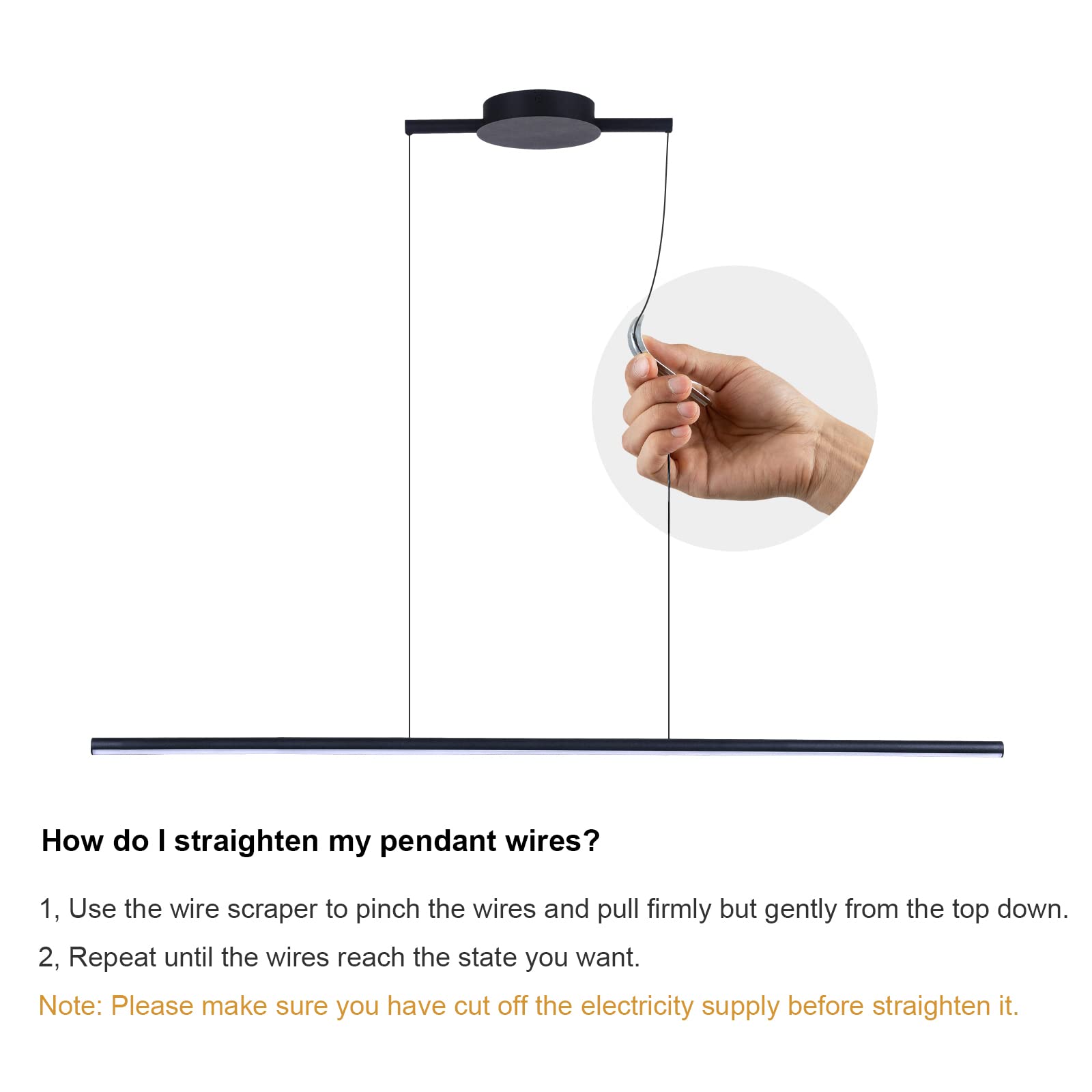 Zicbol Kitchen Island Pendant Lighting 40.94 Inch Linear Light Fixture Chandelier 16W 3000K Warm Light Dimmable Led Hanging Ligh
