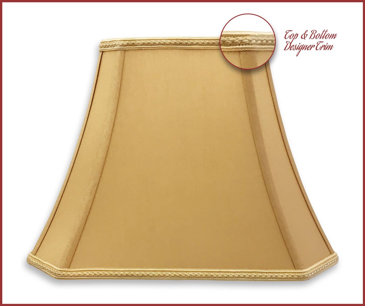 Royal Designs, Inc. Designer Bell Lamp Shade Set of 2, Medium Faux Silk, 8x16x12, Antique Gold, Model DSO-68-16AGL-2