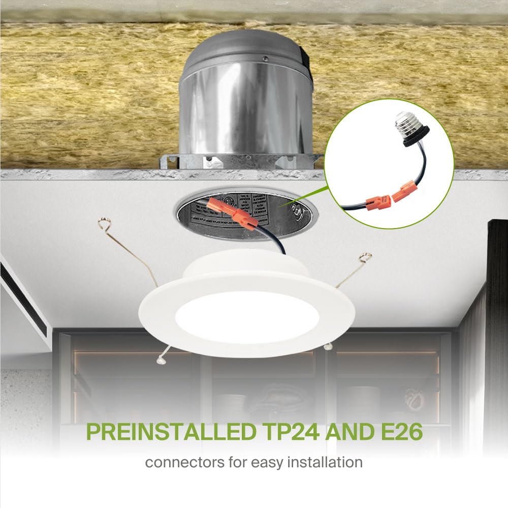 Asd Flat Trim Retrofit Led Recessed Lighting 6 Inch | Ultra Thin White 12W 1021Lm Wet Rated Dimmable Downlights | 2700K-5000K Adjustable Led Recessed Light Fixtures | Disk Can Lights  Etl 24 Pack