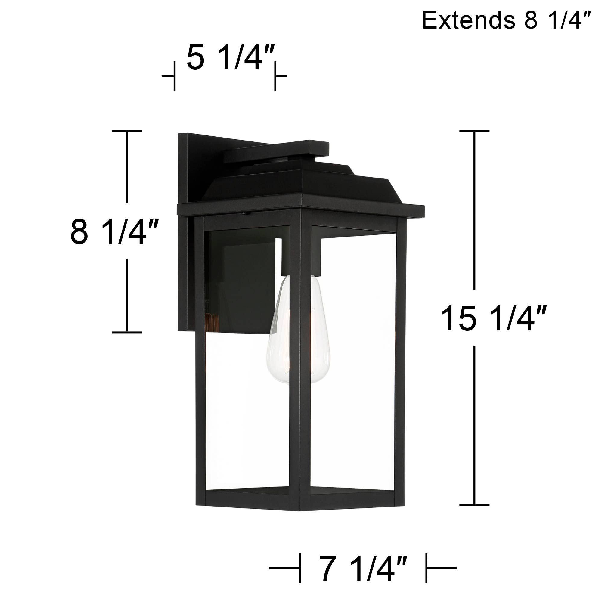 John Timberland Outdoor Wall Light Fixture, Textured Black, 15.25in, Clear Glass Panels, Model 10-2101-206 TEX BLK