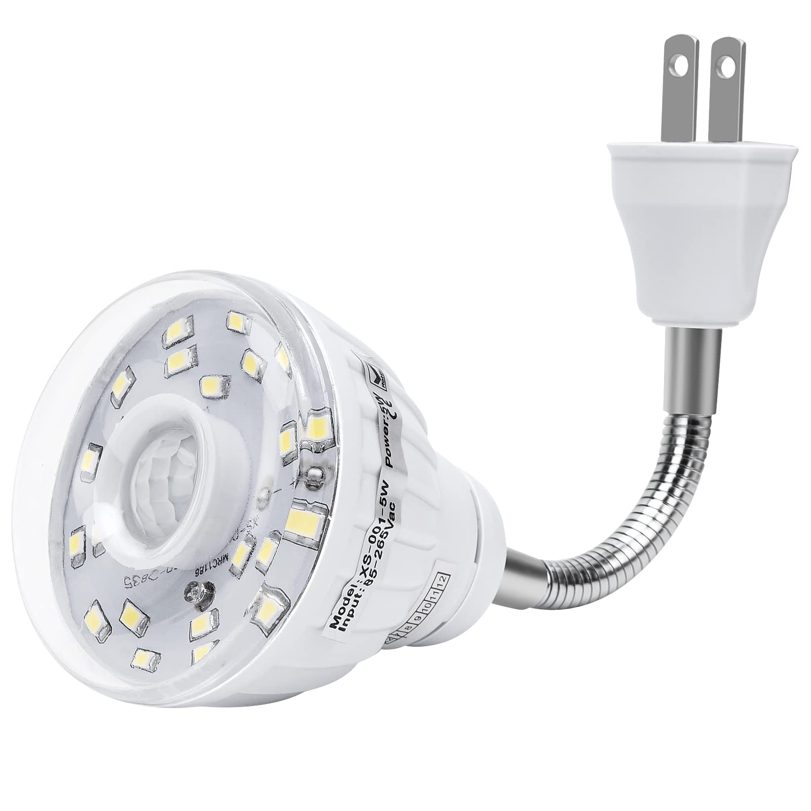 Dekeliy Plug In Motion Sensor Night Light Indoor, Pir Infrared Motion-Activated Led Night Light For Ac Outlet,Dusk To Dawn Sensor Smartlight,360° Directional Rotating For Garage Stairway, 5W White