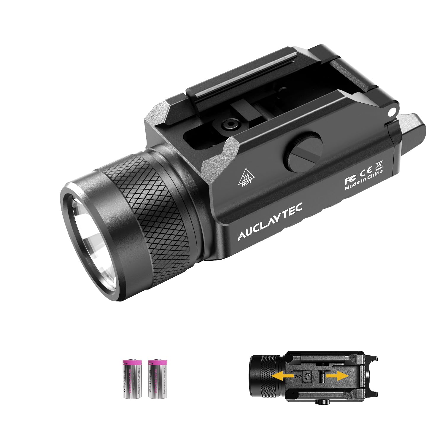 AUCLAYTEC 1200 Lumen Handheld Toy Light Mounted Tactical Flashlight  Launcher Light with Strobe Mode  Weapon Flashlight for GL and Picatinny Rail (Without Laser  None Rechargeable)