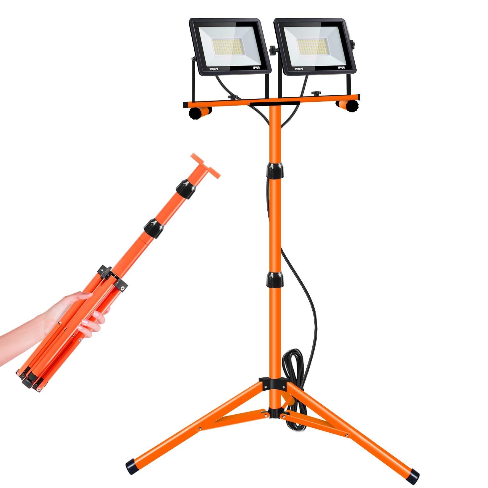 Yurnomy 21000 Lumen LED Work Light with Adjustable Tripod Stand, Waterproof, Orange-2, Model GZD-1