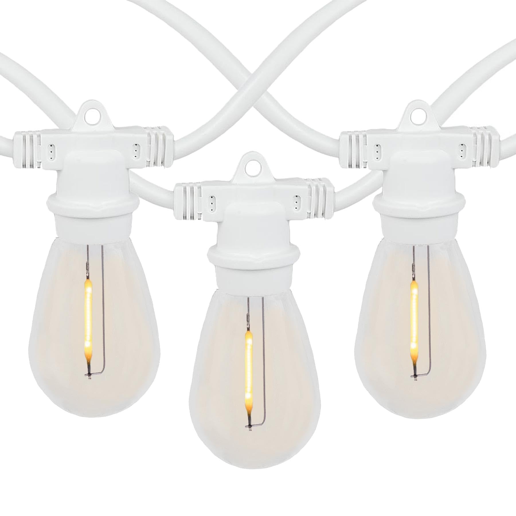 Novelty Lights 48 Ft Warm White, 2200K LED Outdoor String Lights, 24 Commercial Grade Shatterproof S14 Edison Bulbs, Weatherproo