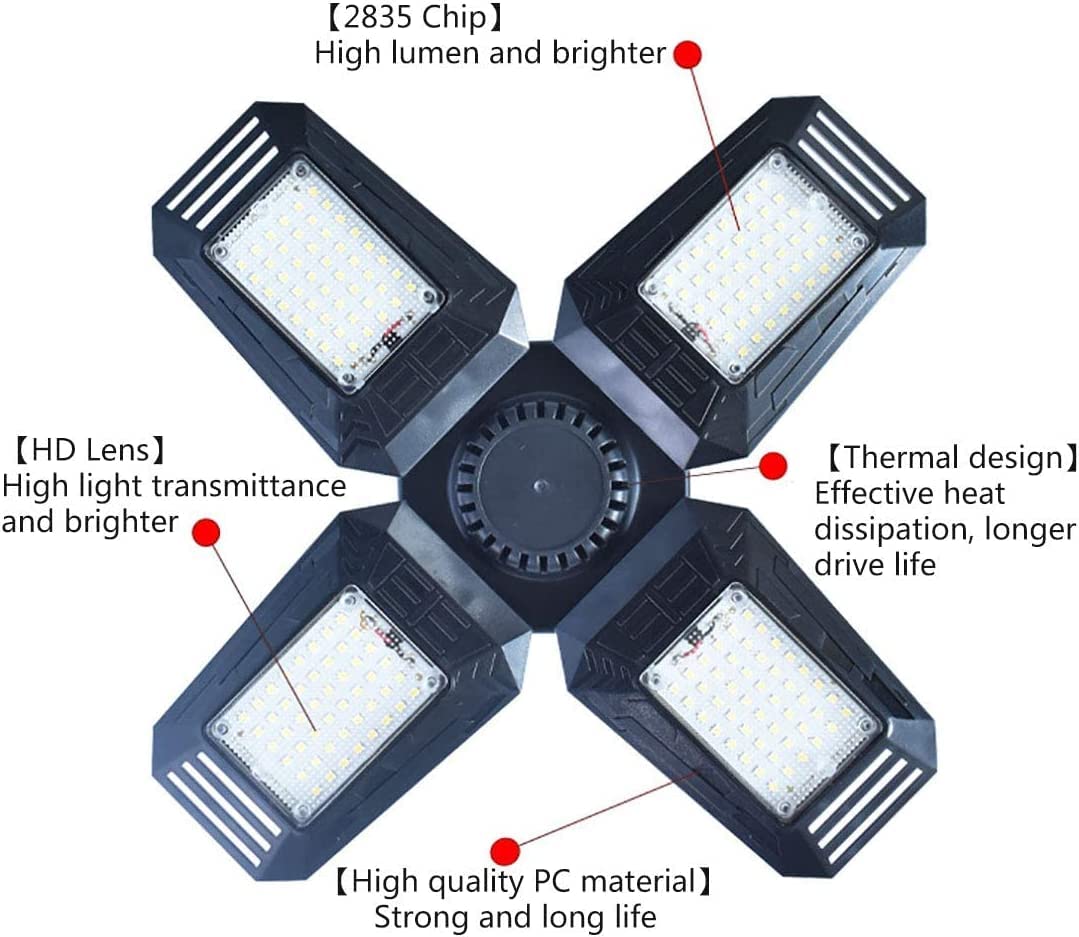 Anypowk Led Garage Lights With Motion Sensor - 12000 Lumen 6500K Daylight 120W, Four Leaf Garage Organization Ceiling Lighting