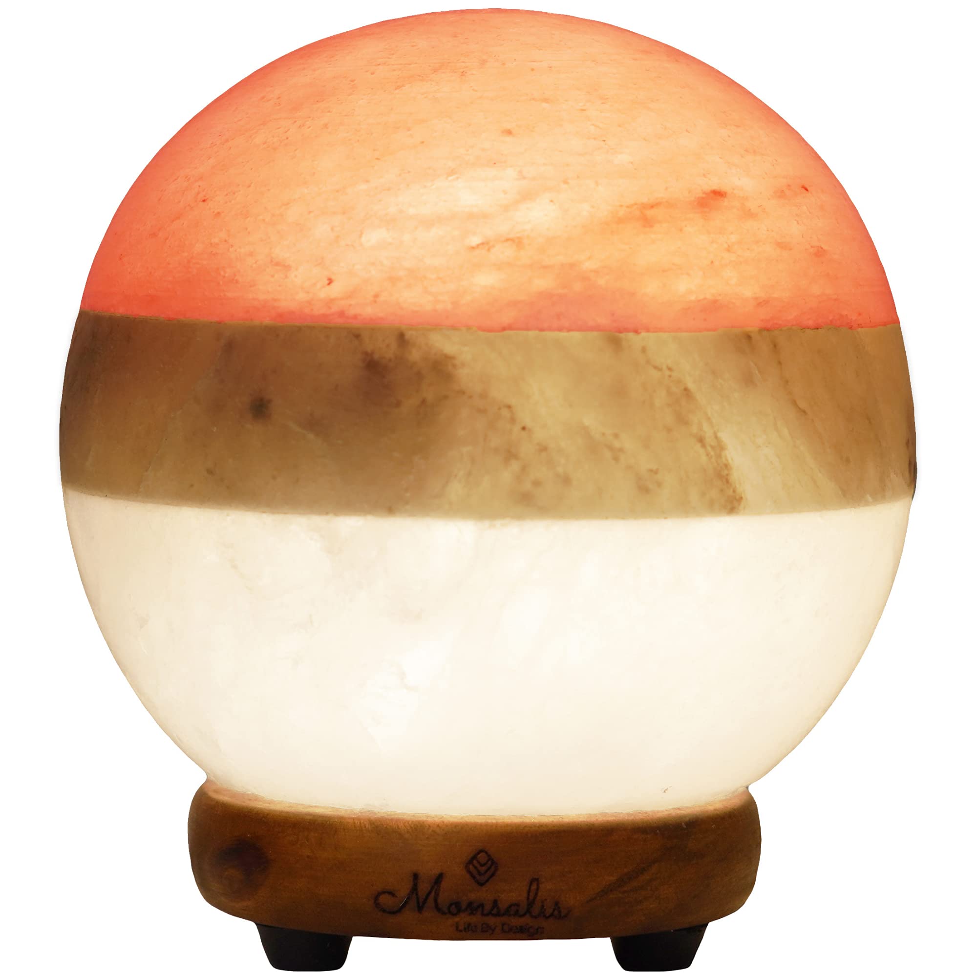 MONSALIS Dual Illumination Salt Rock lamp - Modern Globe Pink White and Grey Design of Salt Lamps with dimmer, Adjustable Glow. 