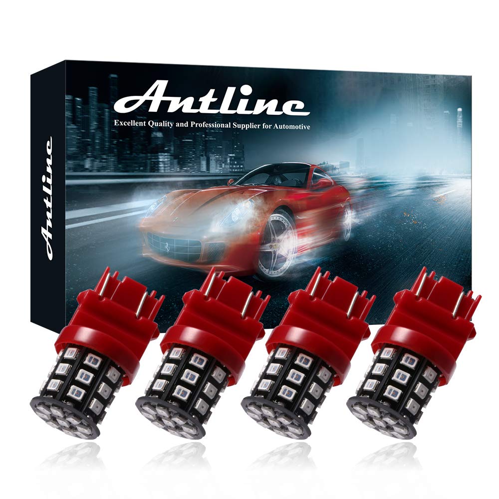Antline LED Bulbs 3157 3156 3057 4157 3056, Super Bright 600 Lumens, Brilliant Red, Pack of 4 for Backup, Tail, Brake