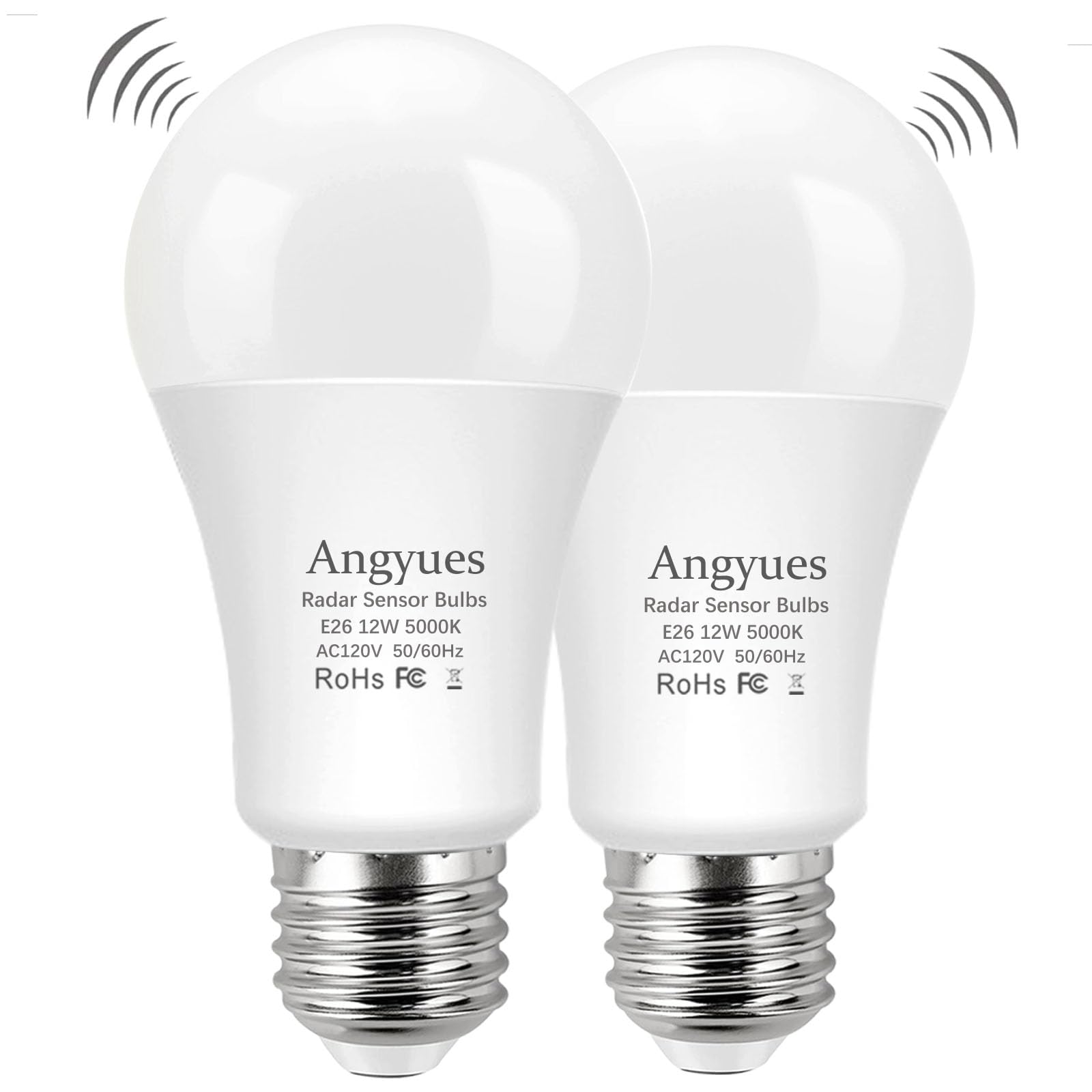 Angyues Radar Motion Sensor Light Bulb, Adjustable Detection Range 12W (100 Watt Equivalent) A19 Motion Sensing Outdoor Bulb Aut