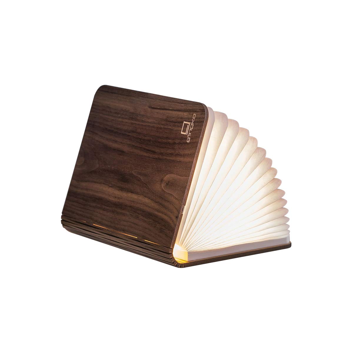 Gingko LED Mini Smart Book Desk Light with Natural Wood Effect Finish, Rechargeable with Micro USB Charger, Walnut