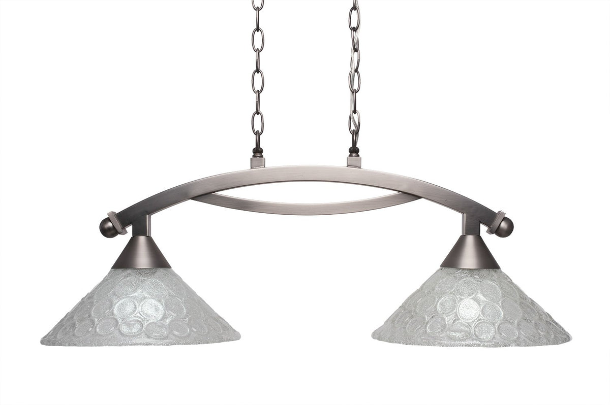 Toltec Lighting 872-BN-441 Bow 2 Light Island Light with 12&quot; Italian Bubble Glass, Brushed Nickel Finish