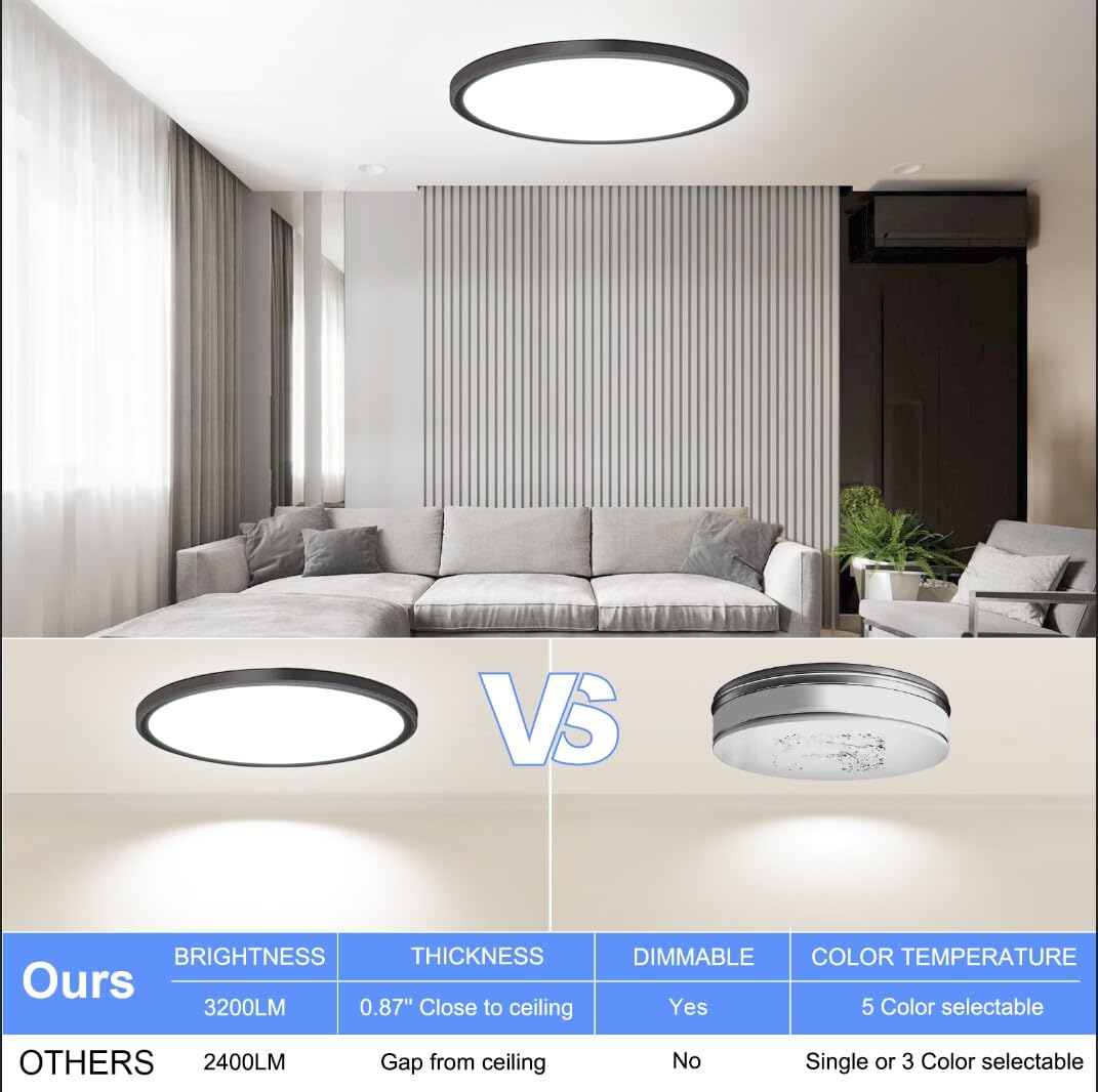 6 Pack 12 Inch Dimmable Led Flush Mount Ceiling Light Fixture 28W 3200Lm 5 Color Temperature In One Super Slim Round Ceiling Lam