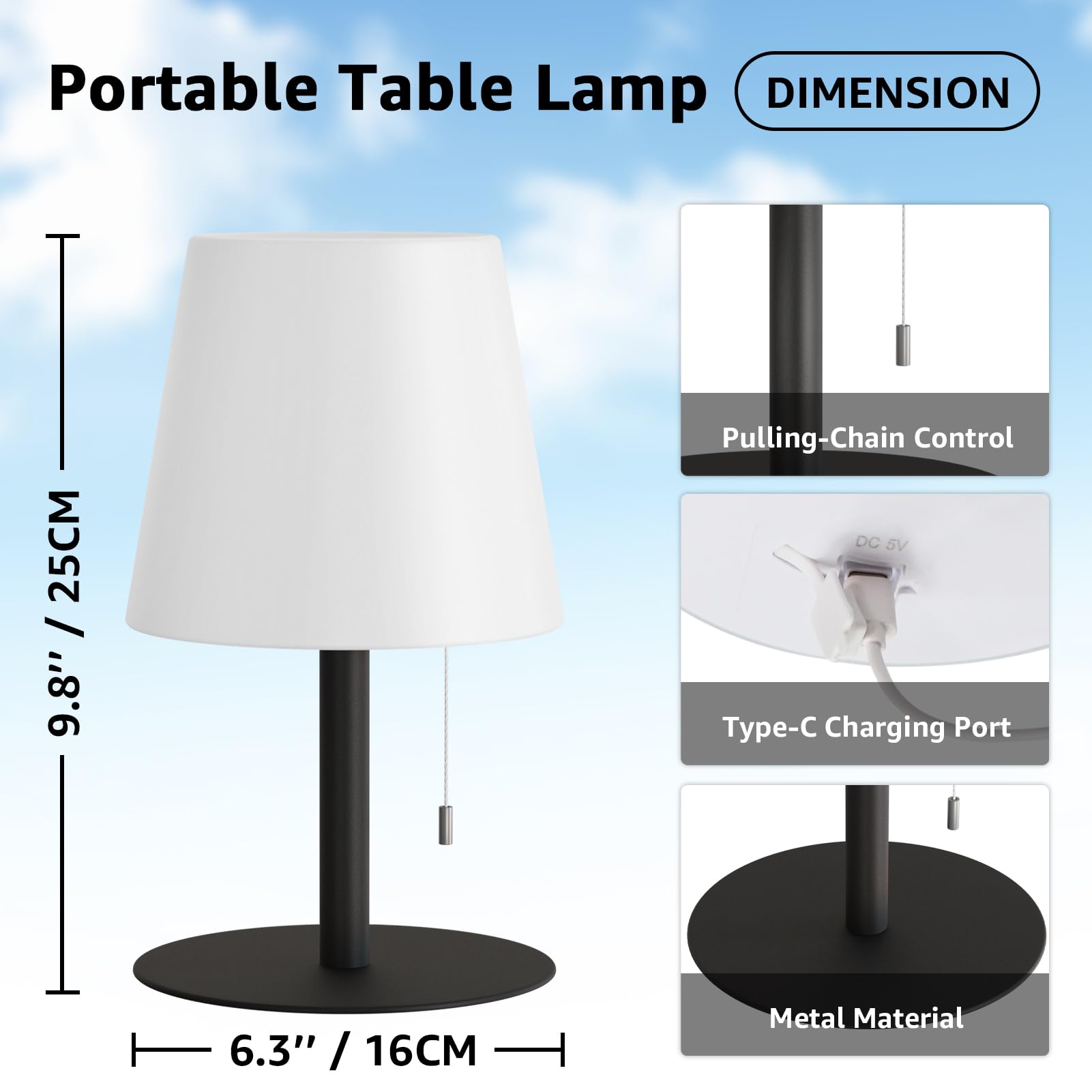 Uuffoo 2 Pack Shower Lamp Rechargeable Outdoor Table Lamp Cordless Warm White & Rgb Night Light For Patio  Restaurant  Camping  Bathroom Gift For Women  Mom  Grandma H9.8In (Black)
