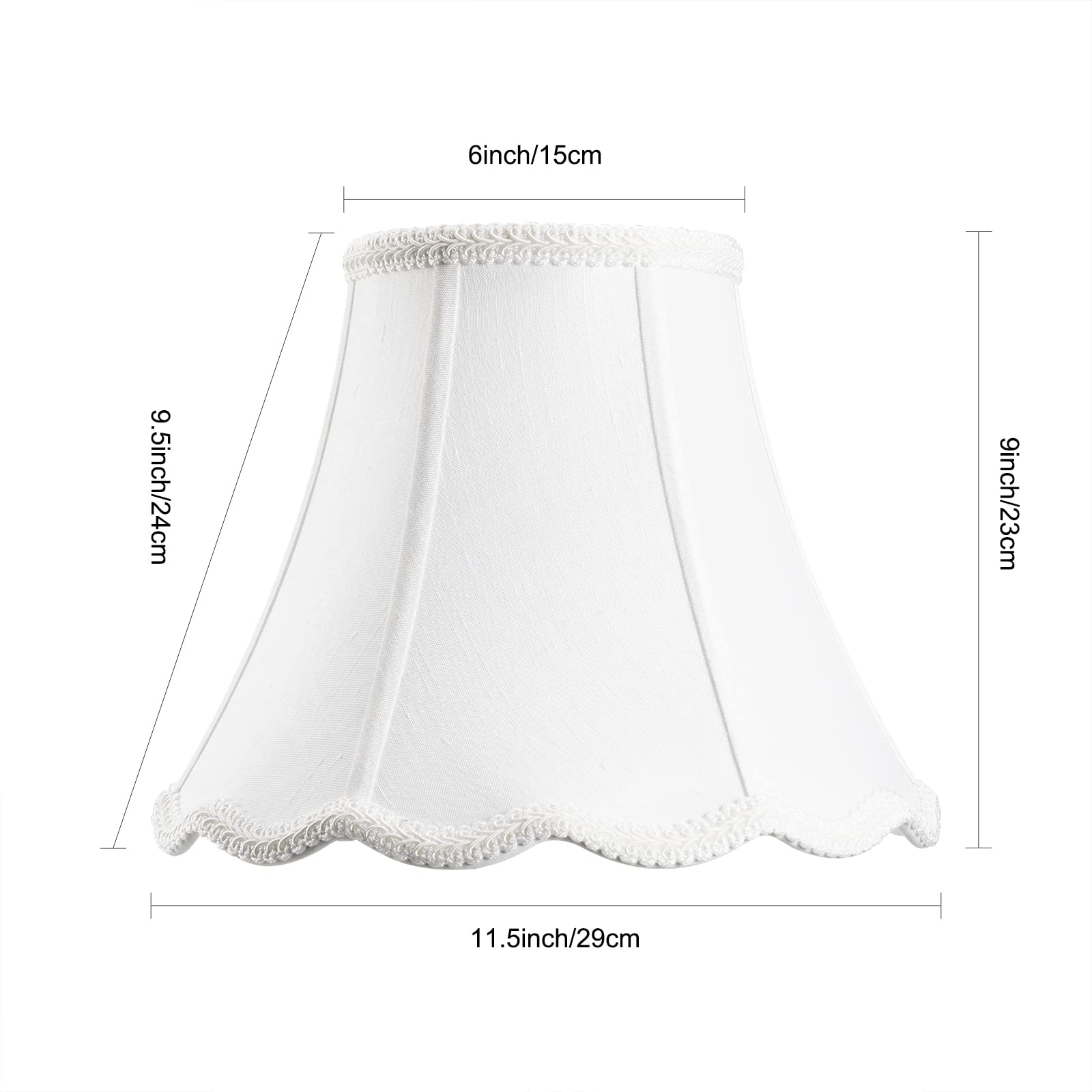 Saangseon White Bell Lamp Shade Replacement, 6'' X 11.5'', Brass Spider, Polyester