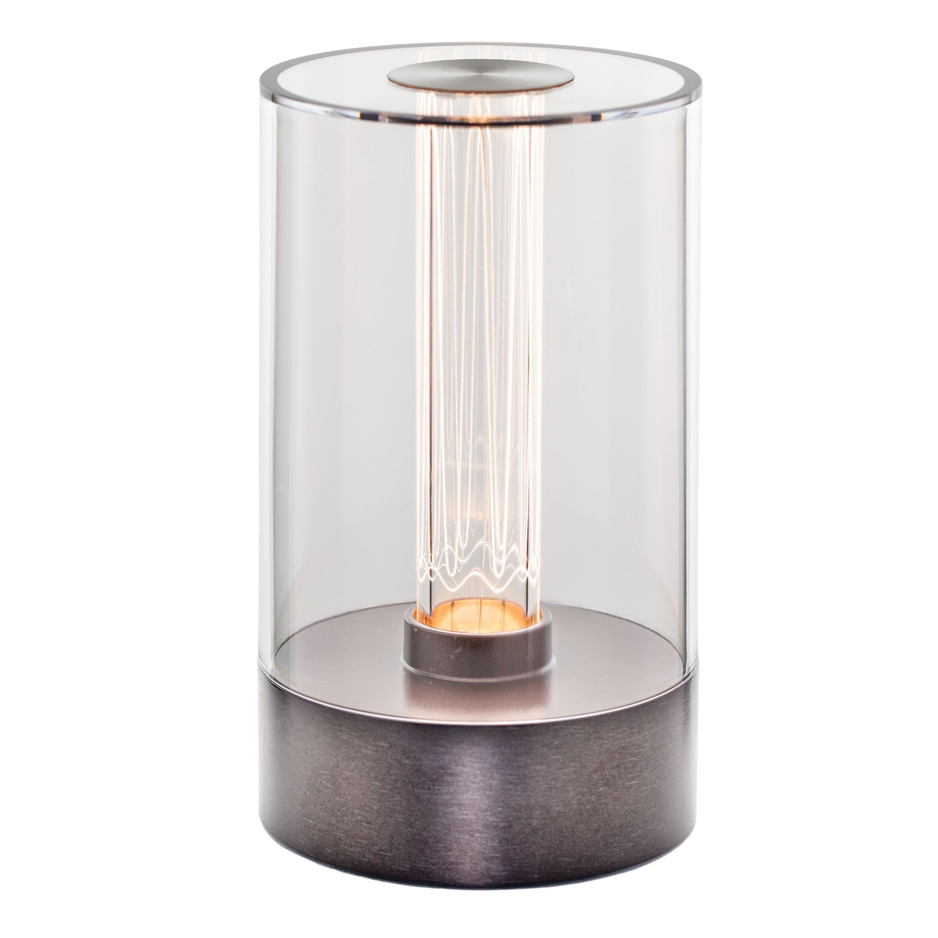 Festive Living Cordless Table Lamp - Rechargeable Touch Control Bedside Lamp  Dimmable Warm White LED Light with USB-C Charging  1800mAh Battery  Oil Rubbed Bronze Design  Etched Filament-Style Glow