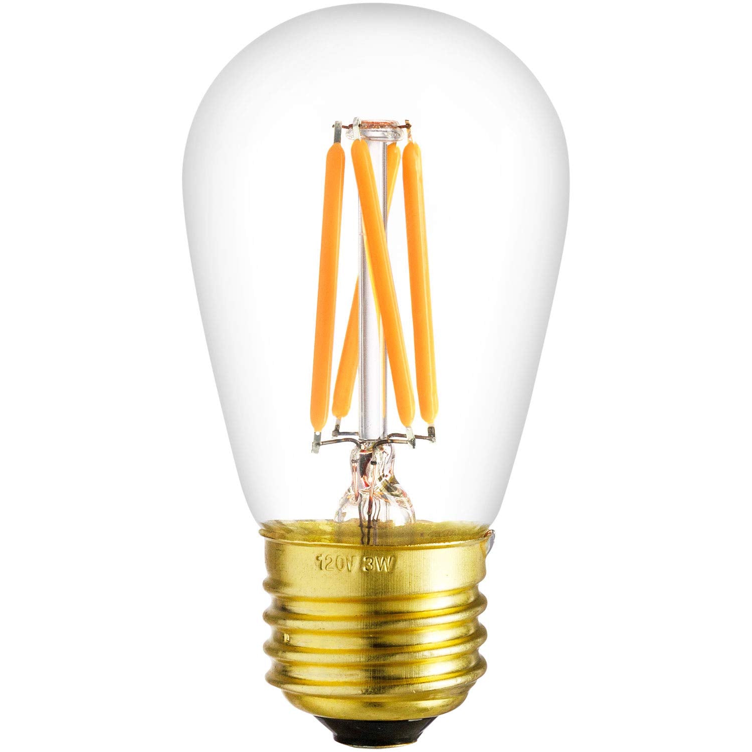 Sunlite 80474-Su Led S14 Filament Style Light Bulb, 4 Watt (25W Equivalent), 340 Lumens, 90 Cri, Medium Base (E26), Dimmable, Ul