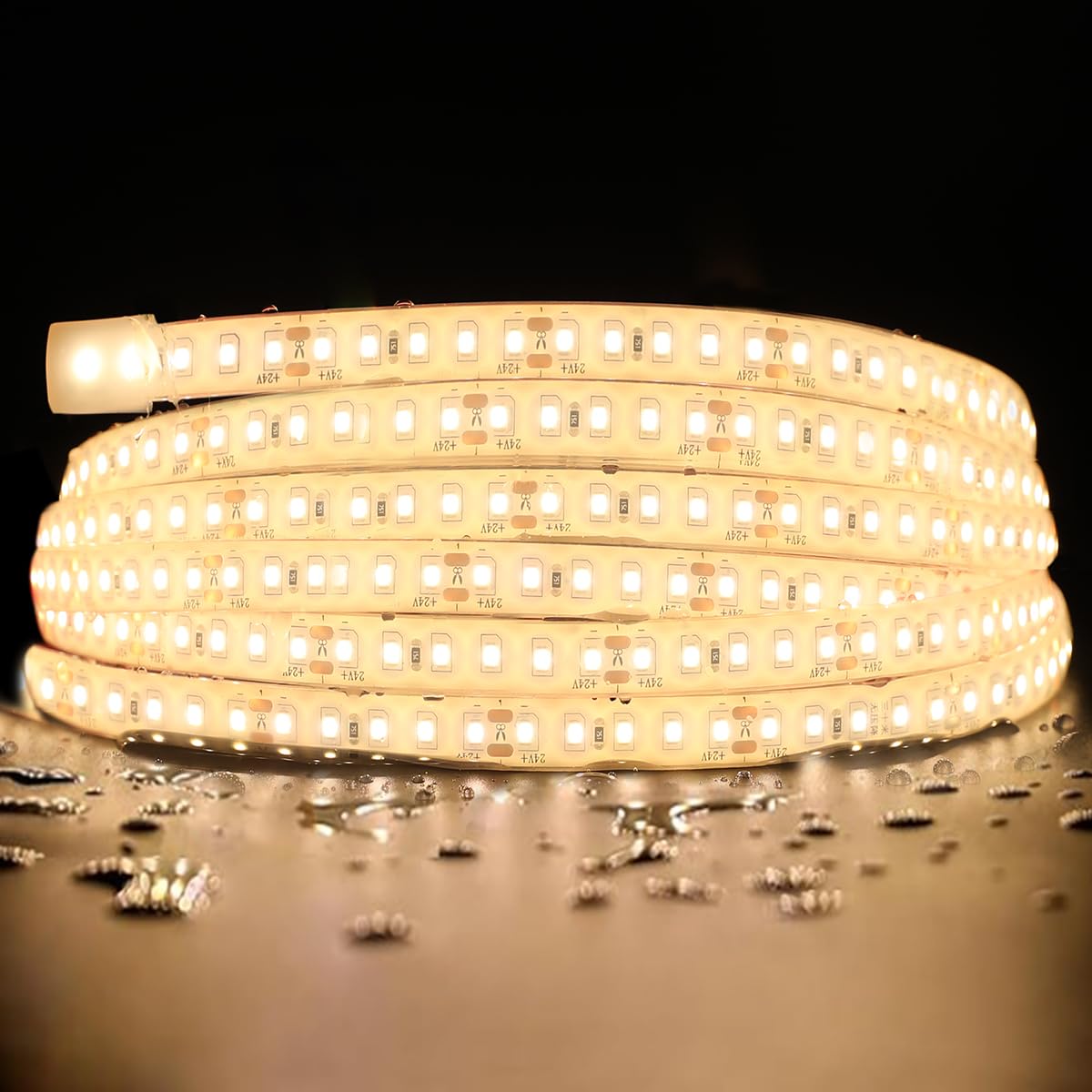 SuperlightingLED 24V 2700K Warm White Sauna Lights High Temperature LED Band IP68 Waterproof  5m/16.4ft 600 LEDs Flex Cuttable Rope Lights for Sauna  Bathroom  and Shower Niche (2700K Warm White)