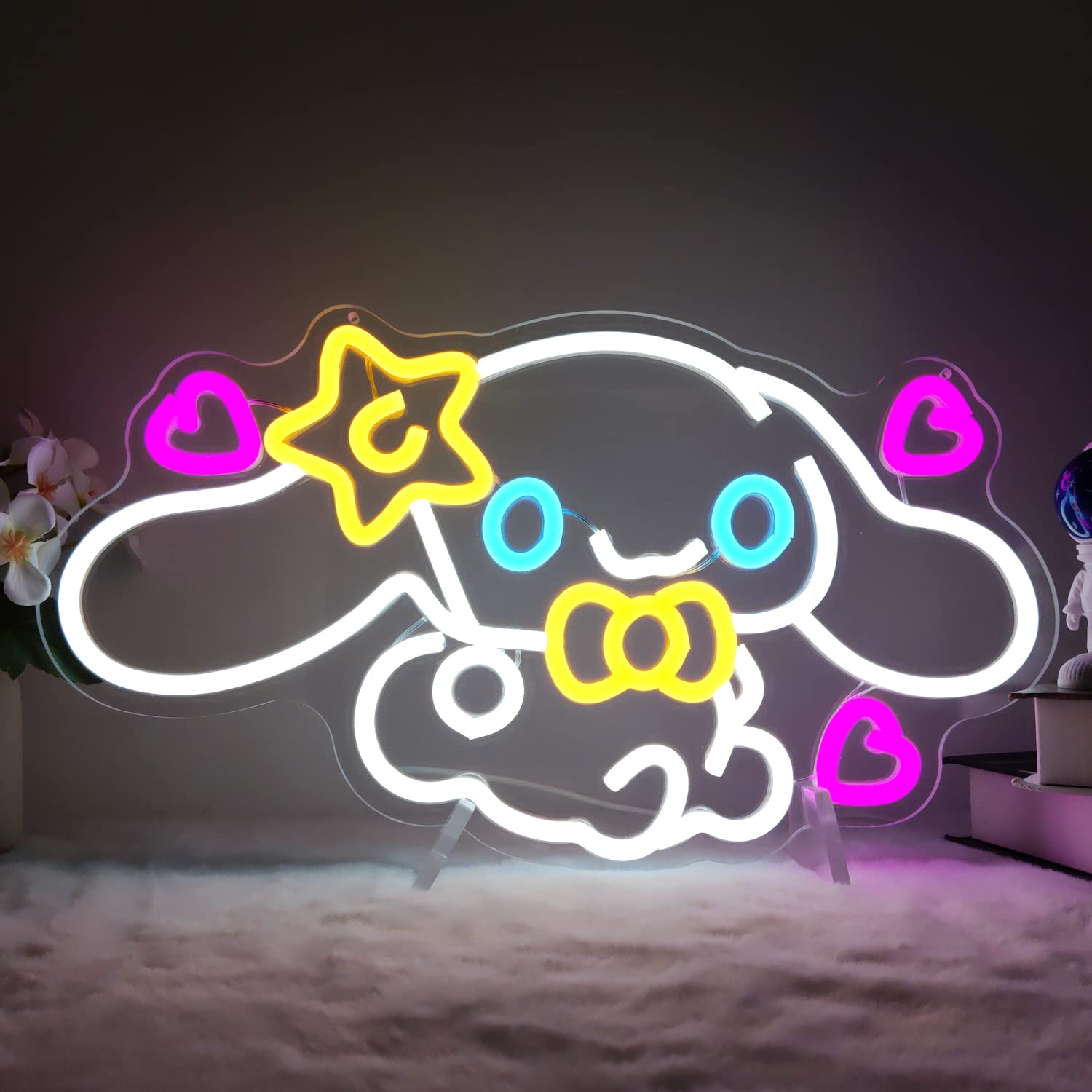 Ovoninn Anime Neon Sign - Dimmable Led Wall Decor For Bedroom & Kids - Multicolor Cute Night Light