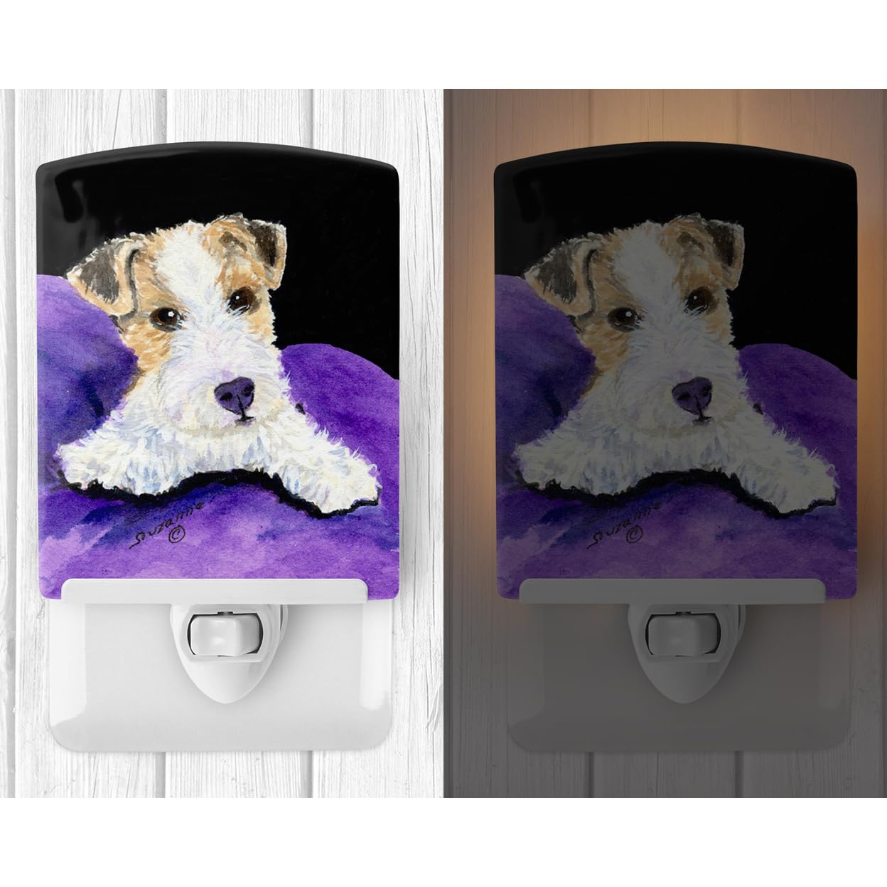 Carolines Treasures Ceramic Night Light Fox Terrier 6x4x3in UL-Certified for Bedroom, Bathroom, Nursery, Hallway, Kitchen