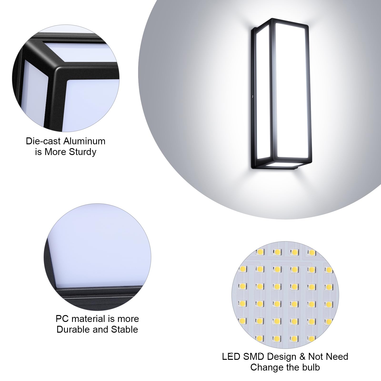 Tomourd 30Watt Modern Outdoor Wall Lights  2000 Lumen Waterproof Exterior Porch Light  6000K Daylight Anti-Rust Wall Mount Outdoor Wall Lighting For House  Front Porch  Garage