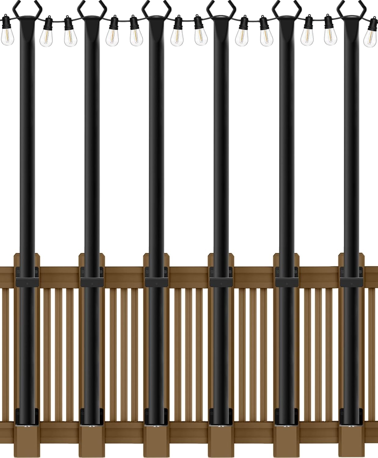 SINLEY 6 Pack 5Ft String Light Poles,Light Poles for Outside String Lights,Outdoor Light Poles with Fork,Metal Pole Stand for Pa