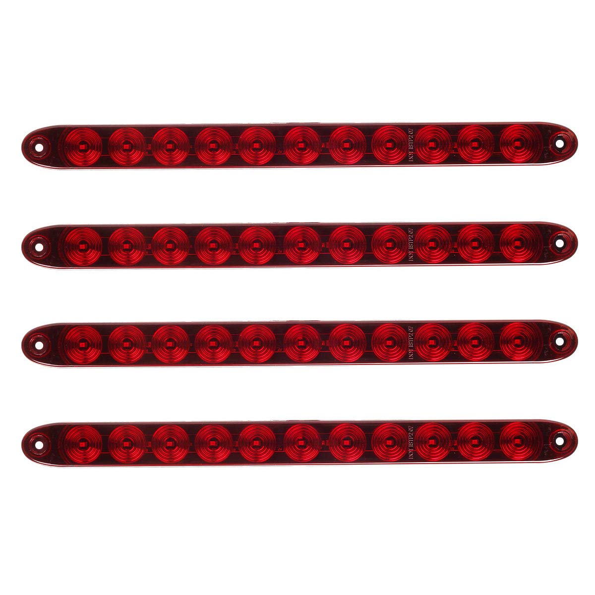 Partsam 4Pcs Red 15'' Inch Sealed 11 Led Third Brake Light Bar Stop Turn Signal Tail 3Rd Brake Light Id Bar Truck Trailer Rv Cam