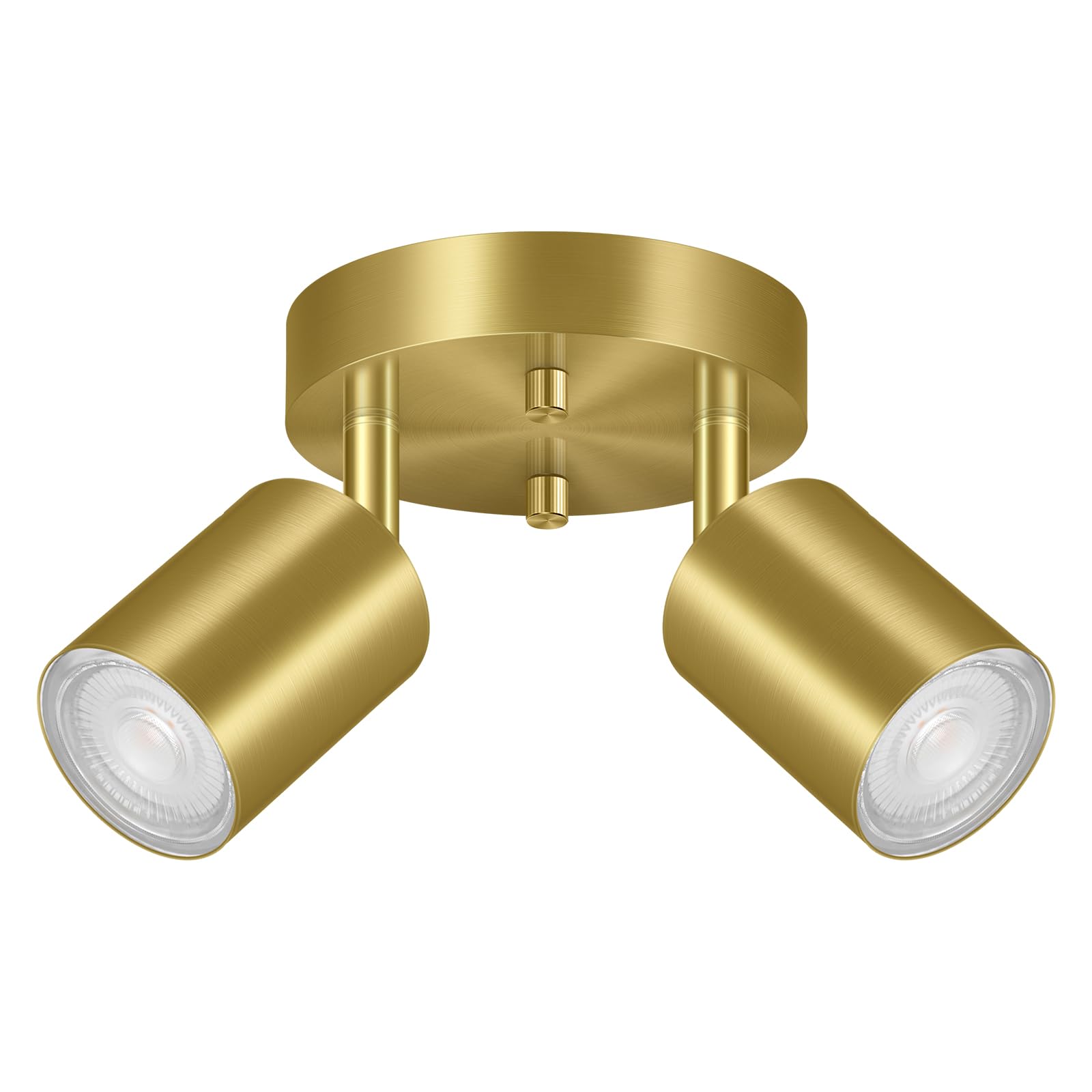 2 Light Track Lighting Fixtures Ceiling  Gold Round Directional Ceiling Spotlight  Gu10 Flush Mount Ceiling/Wall Fixture  Adjustable Modern Led Track Lights For Kitchen/Living Room  Bulb Not Included