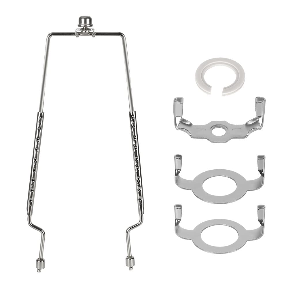 ALUCSET Adjustable Lamp Harp Kit, Fits E14 E26 E27, 8-12 Inch, Metal, Silver, Model LLB-A-E2201