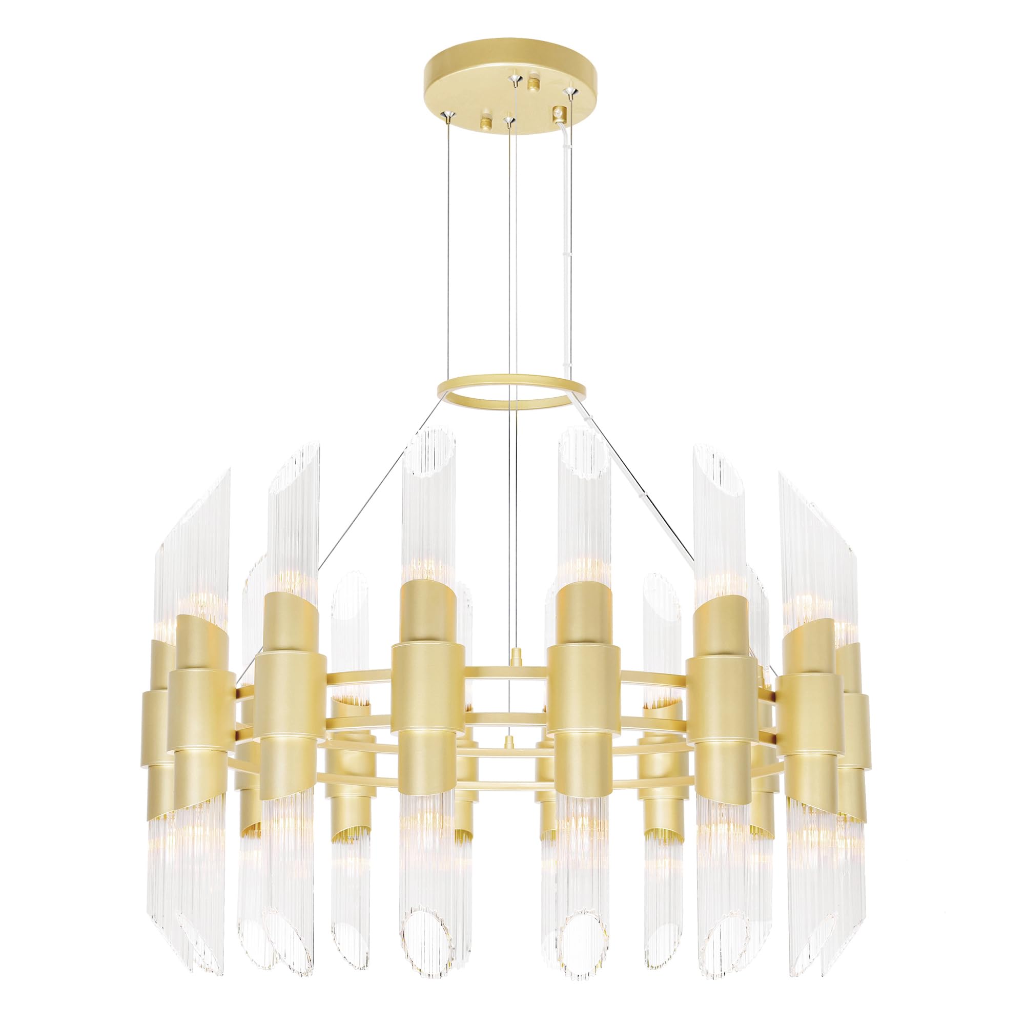 Cwi Lighting Croissant 32-Light Satin Gold Contemporary Metal Chandelier