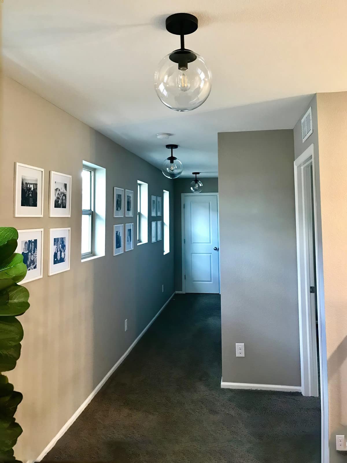 Koko&Yukina Clear Glass Globe Semi Flush Mount Ceiling Light, Matte Black, 8 Inch