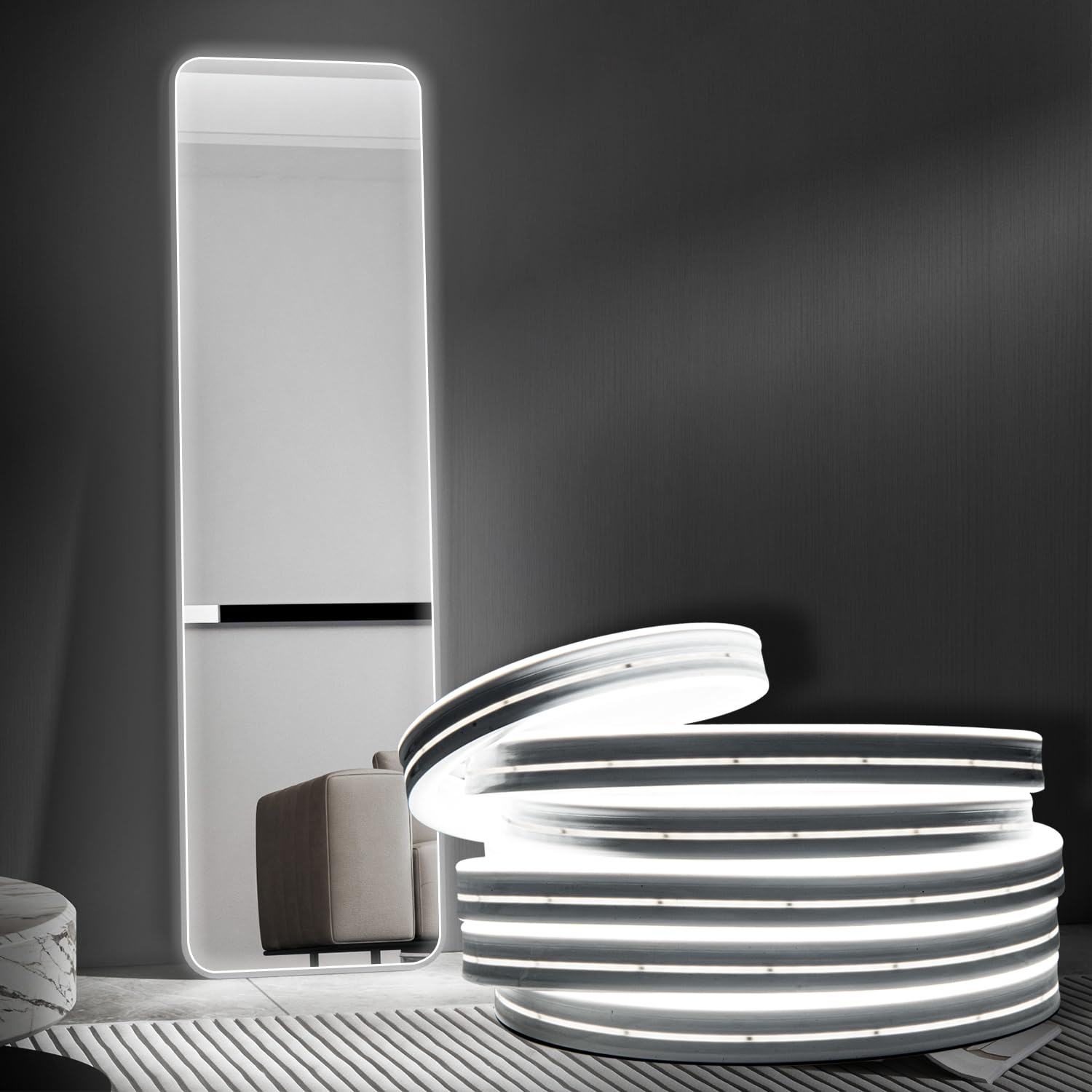 ollrieu Hollywood Style Vanity Mirror Lights, Dimmable Touch Control, 16.4FT LED Strip, Bright White, Model 00011