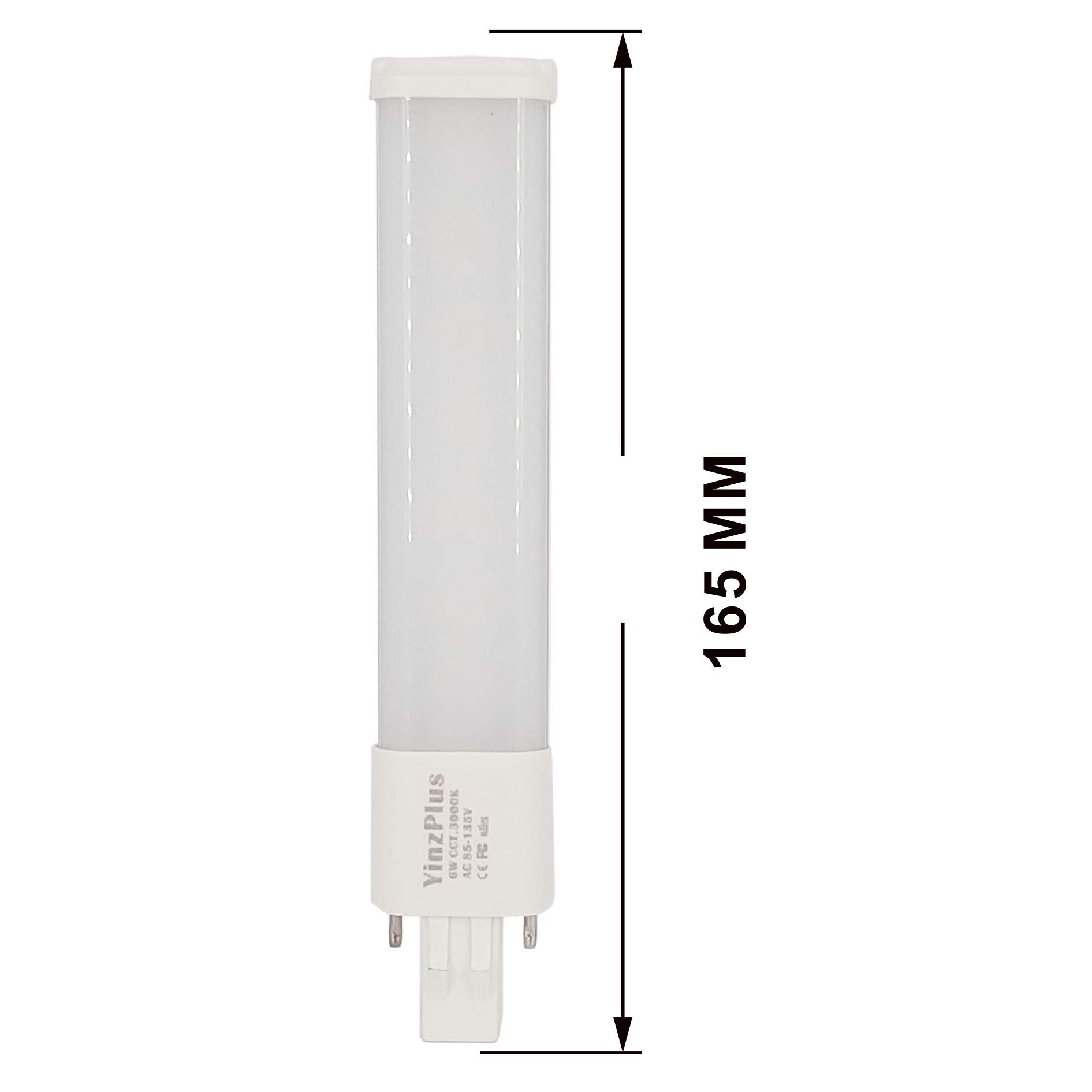 Yinzplus Gx23 Led Bulb 6.5 Inch Ac 120V And 277V Beam Angle 360 Degree 6 Watt 600 Lumen Warm White 3000K Pl Lamp Cfl Led Compact