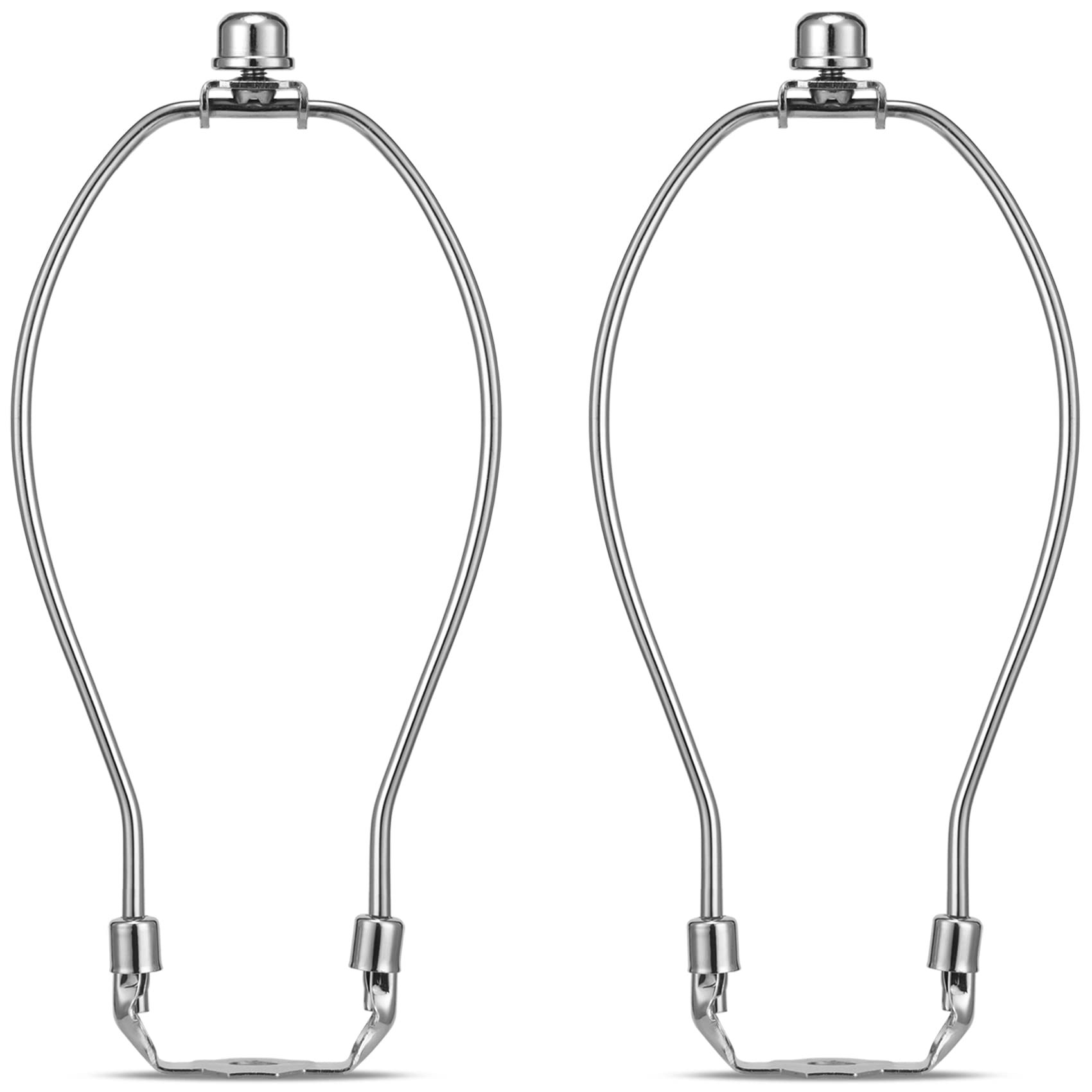 Qc 9 Inch Lampshade Harp Kit with Solid Lamp Finial Caps, Heavy Duty Metal Holder, Nickel Finish