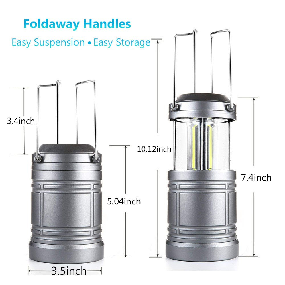 Miuree 2 Pack Camping Lantern 500 Lumens Portable LED for Emergency, Hurricane, Storms, Gray